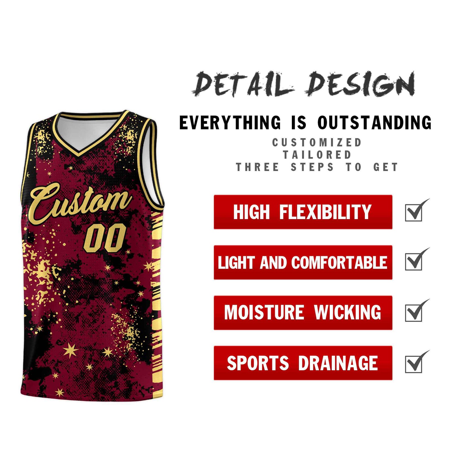 Custom Crimson Black Vice Burst Galactic Graffiti Lightweight Basketball Jersey