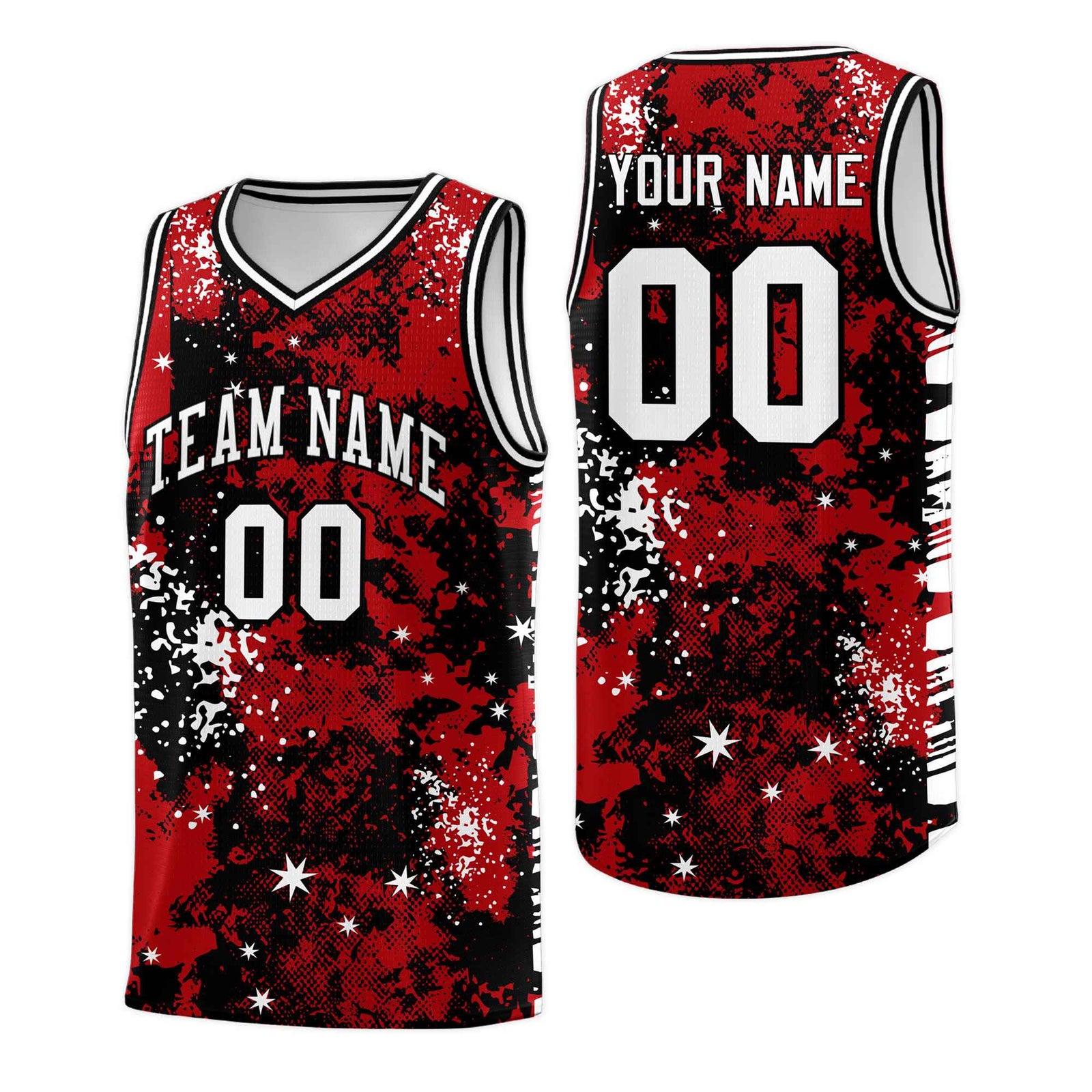 Custom Red Black Vice Burst Galactic Graffiti Wrinkle-Resistant Basketball Jersey