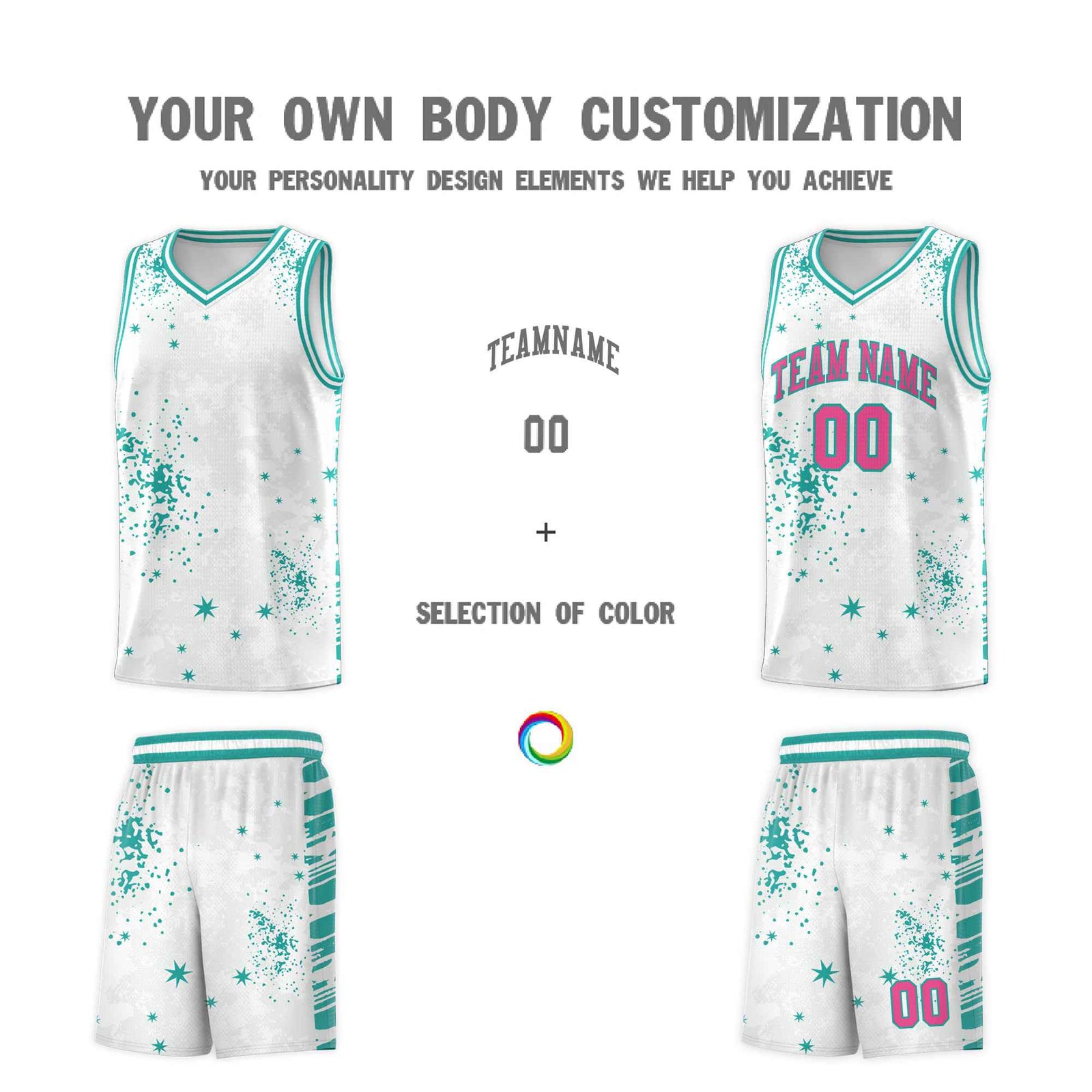 Custom White Aqua Vice Burst Galactic Graffiti Breathable Basketball Jersey