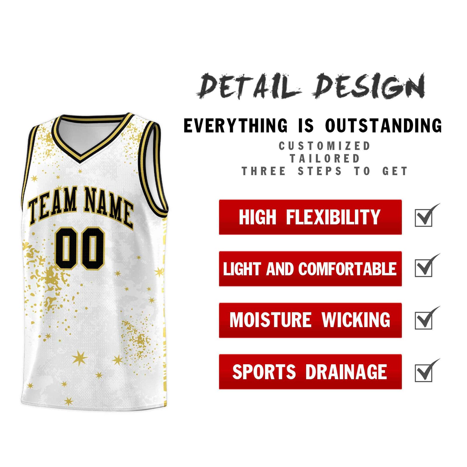 Custom White Old Gold Vice Burst Galactic Graffiti Quick-Drying Basketball Jersey