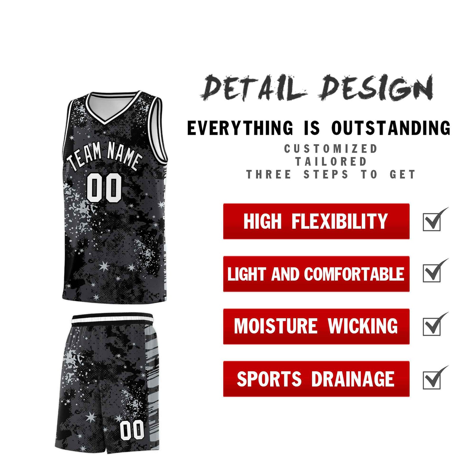 Custom Black Gray Vice Burst Galactic Graffiti Stretch Fabric Basketball Jersey