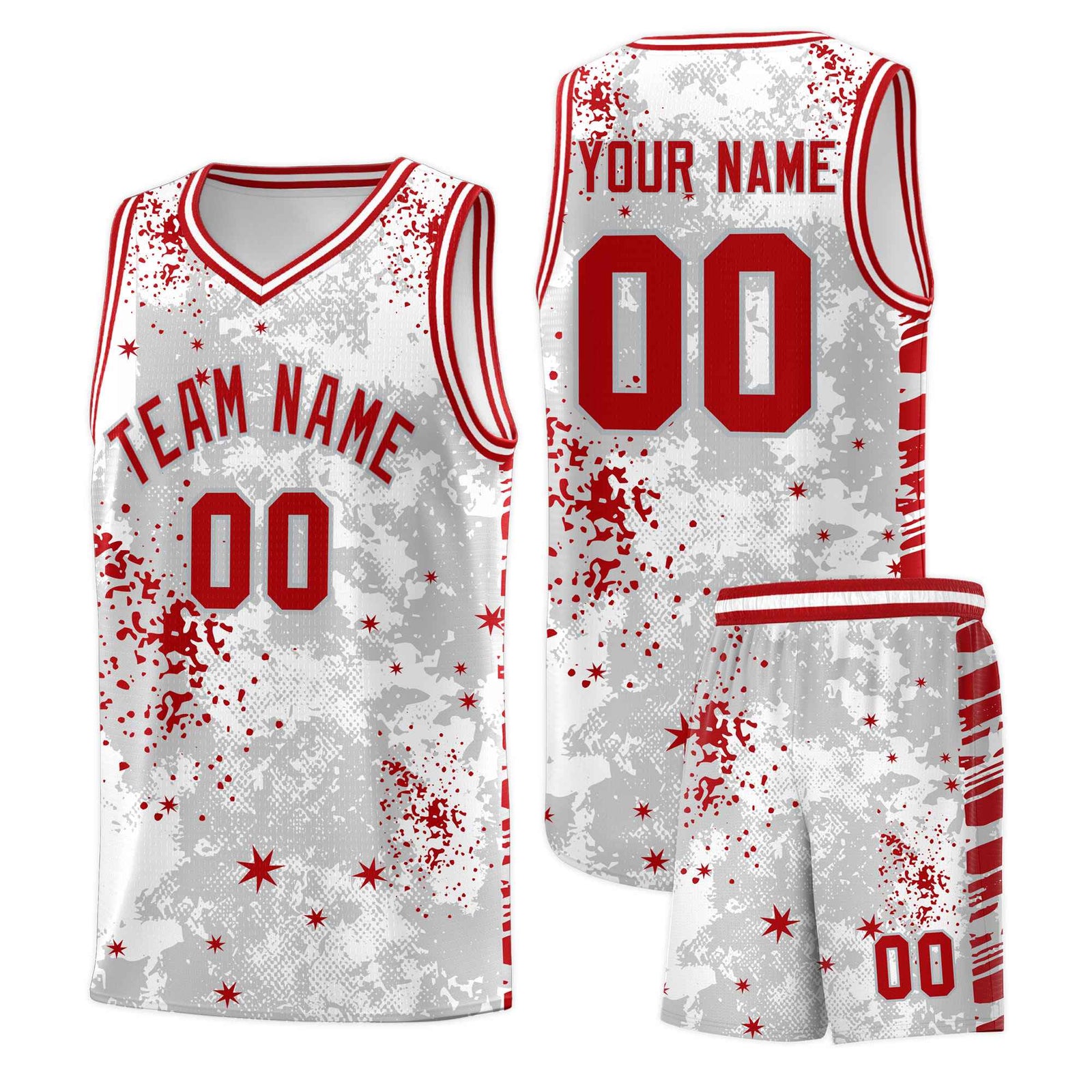 Custom White Red Vice Burst Galactic Graffiti Breathable Basketball Jersey