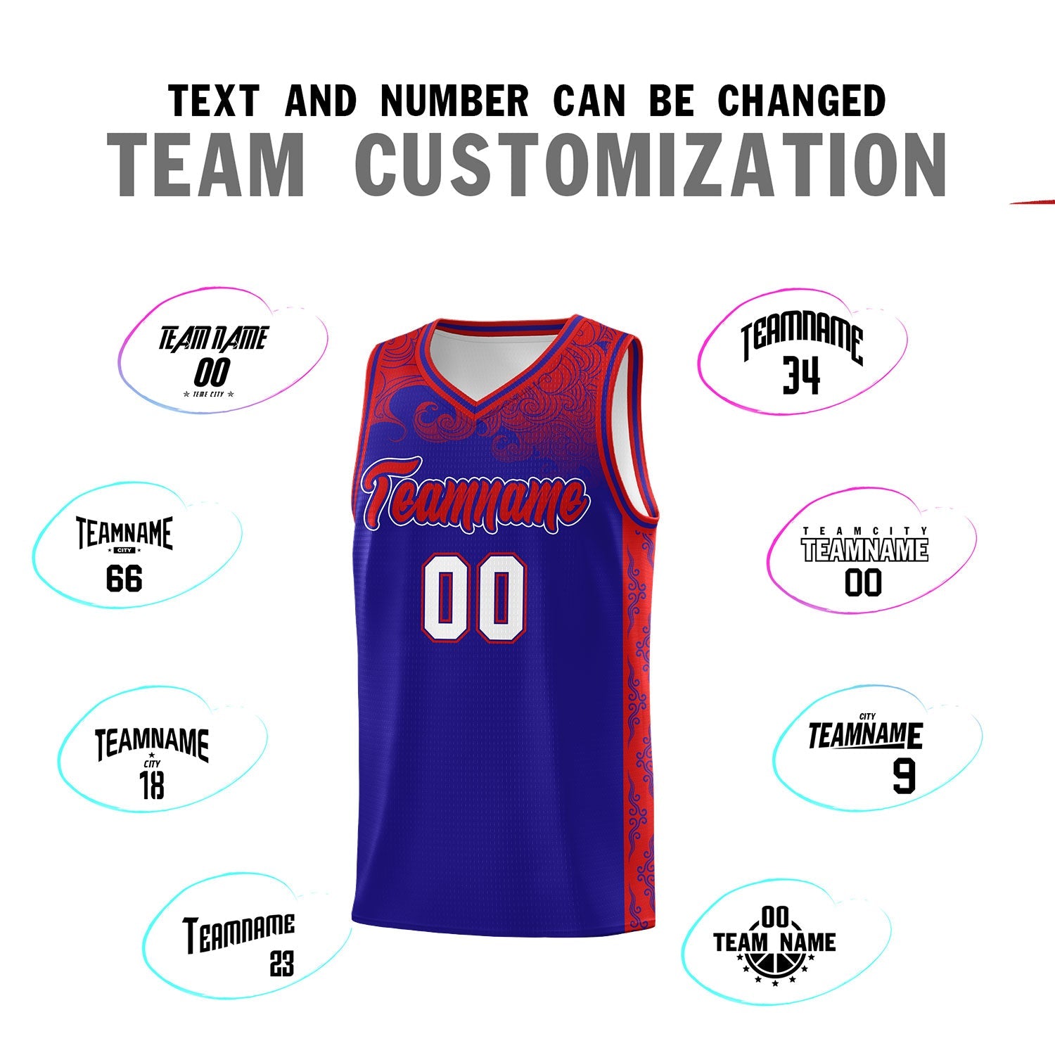 Custom Royal Personalized Cloud Pattern Sports Sets Uniform Basketball Jersey