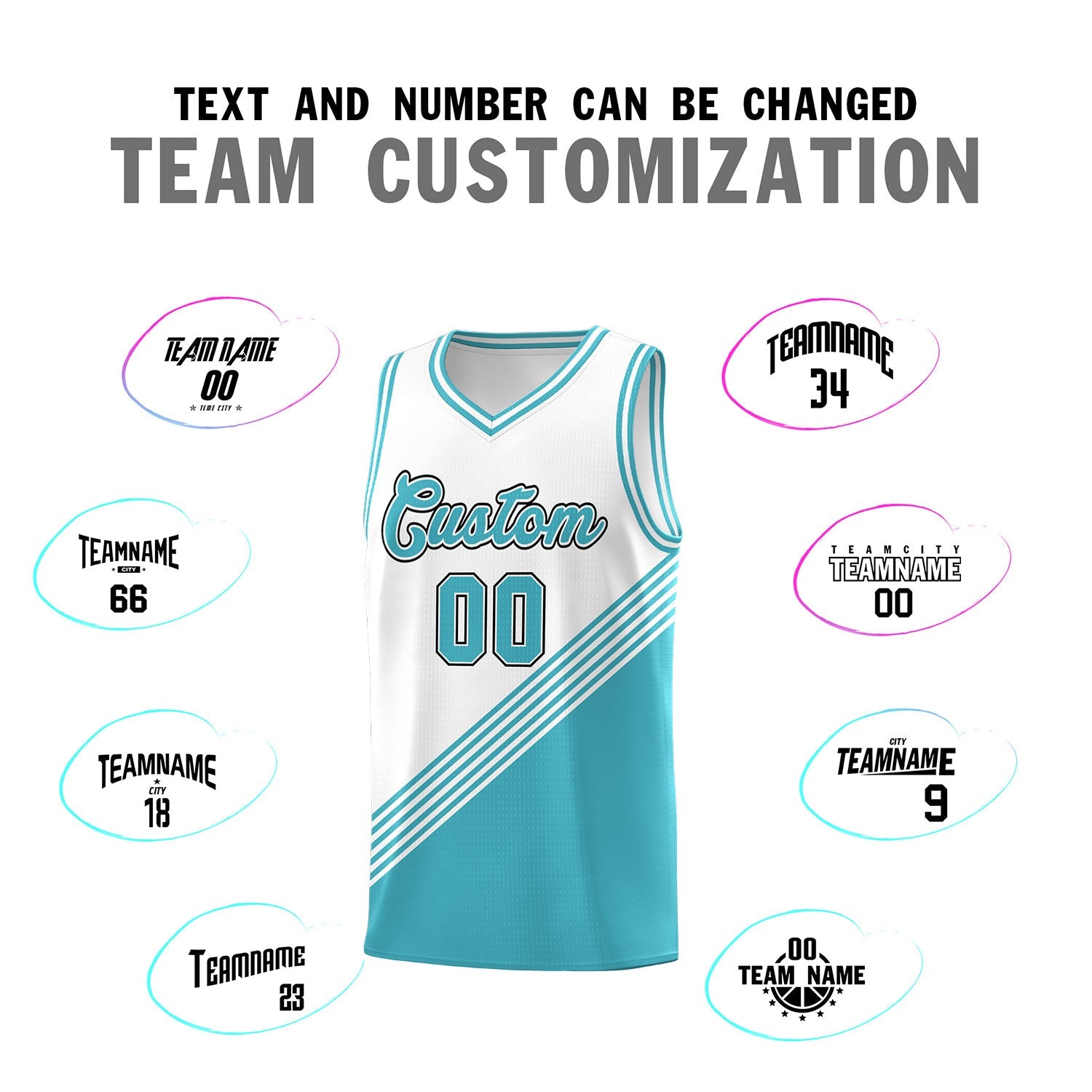 Custom White Sky Blue Diagonal Stripes Color Block Sets Basketball Jersey | For Men,For Youth,Sublimation Printed,Perfect for Training,Perfect for Teams | KXKSHOP
