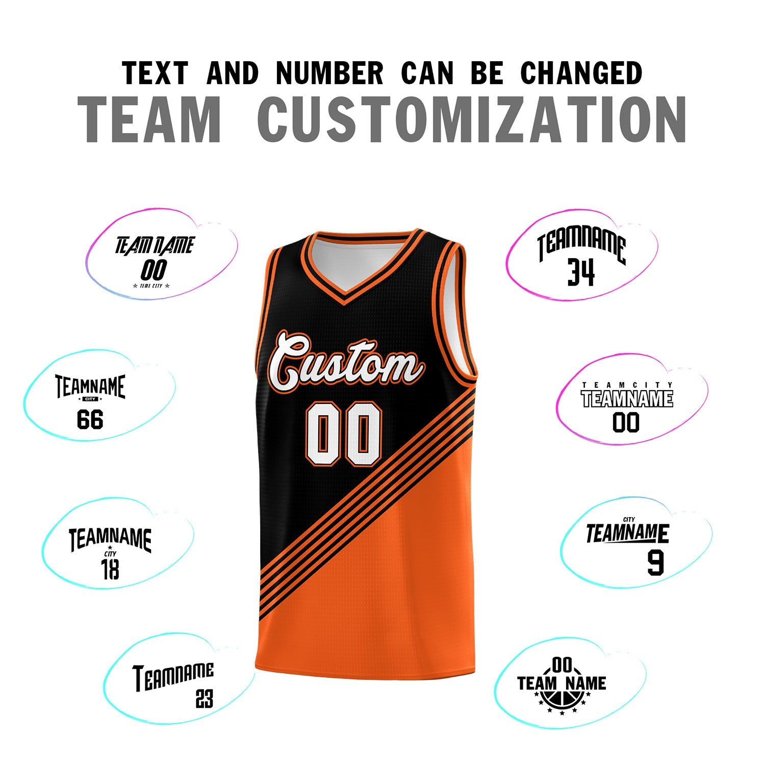 Custom Black Orange Diagonal Stripes Color Block Sets Basketball Jersey | For Men,For Youth,Sublimation Printed,Perfect for Training,Perfect for Teams | KXKSHOP