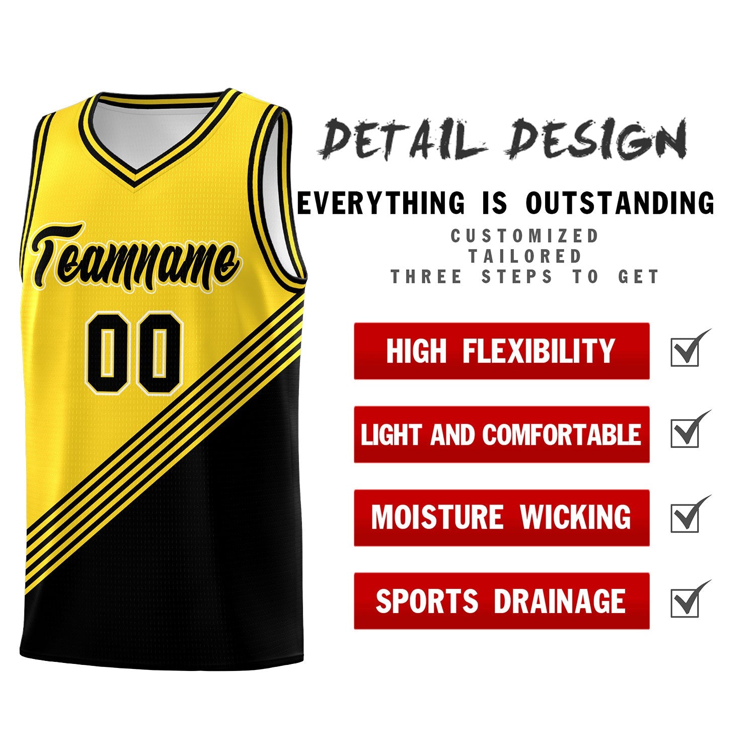 Custom Gold Black Diagonal Stripes Color Block Sets Basketball Jersey | For Men,For Youth,Sublimation Printed,Perfect for Training,Perfect for Teams | KXKSHOP