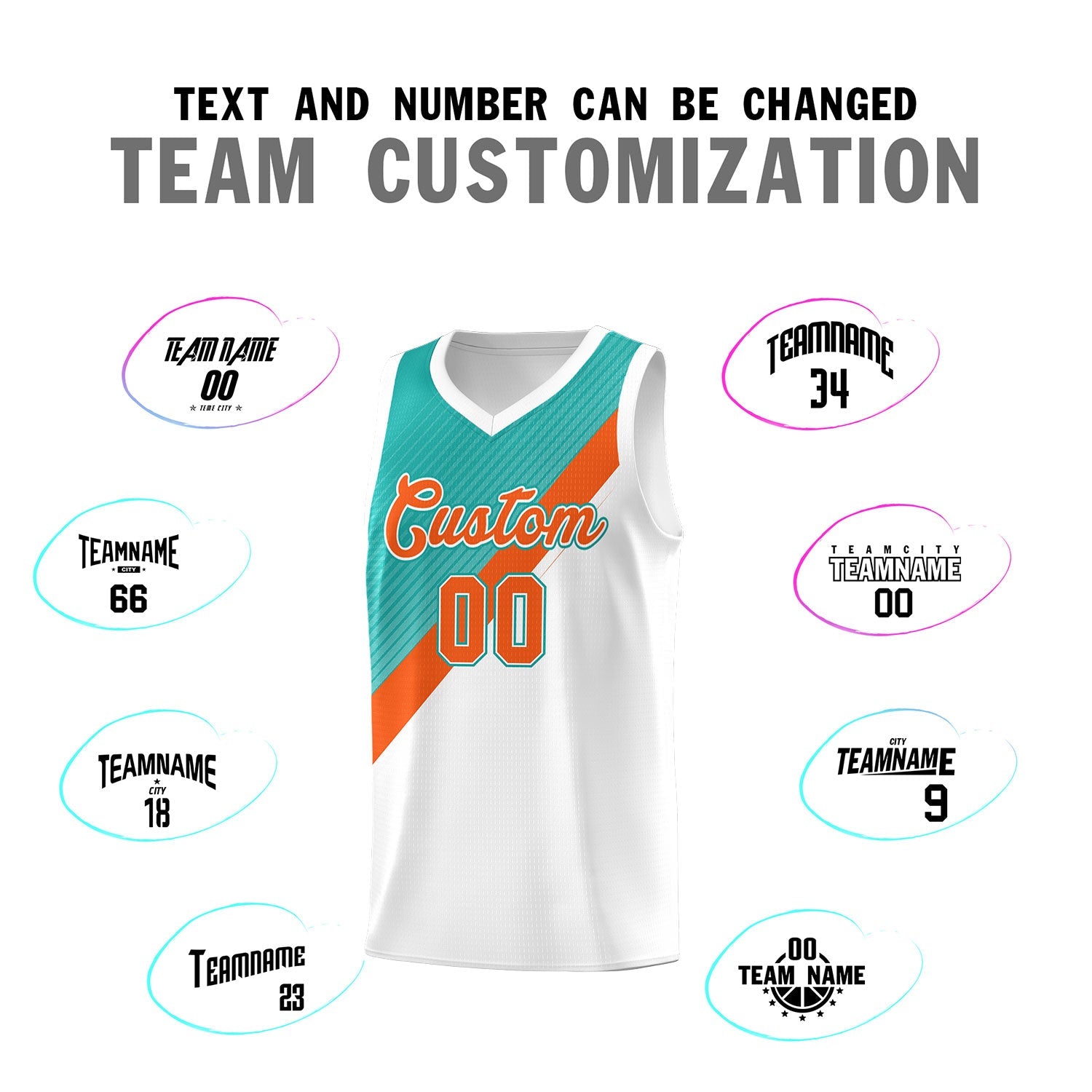 Custom Aqua Orange White Diagonal Stripes Color Block Sets Basketball Jersey | For Men,Perfect for Teams,Perfect for Coaches,Sublimation Printed,For Kid,For Youth | KXKSHOP