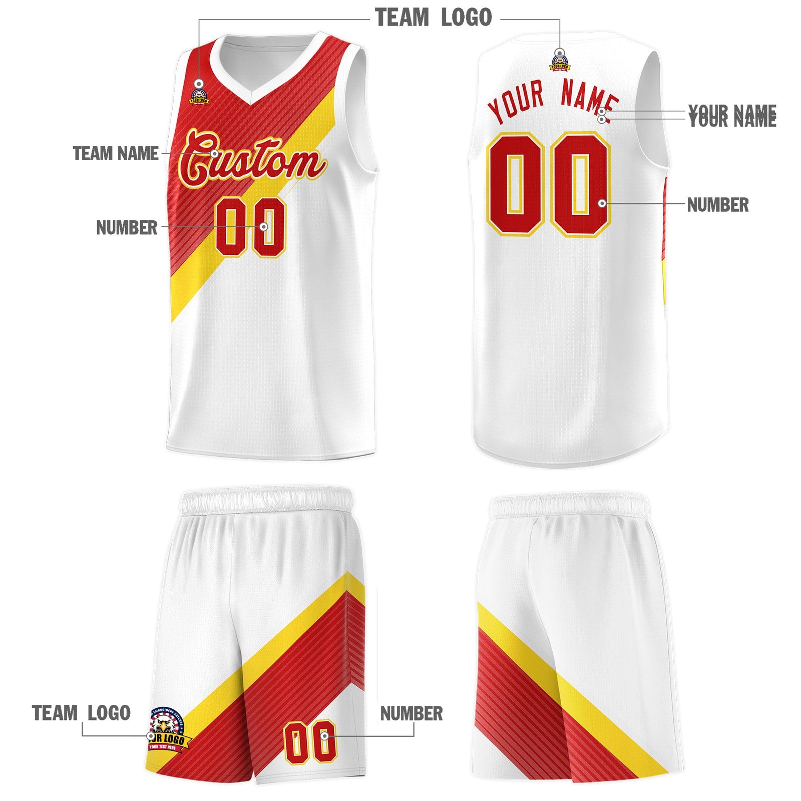 Custom Red White Diagonal Stripes Color Block Sets Basketball Jersey | For Men,Perfect for Teams,Perfect for Coaches,Sublimation Printed,For Kid,For Youth | KXKSHOP