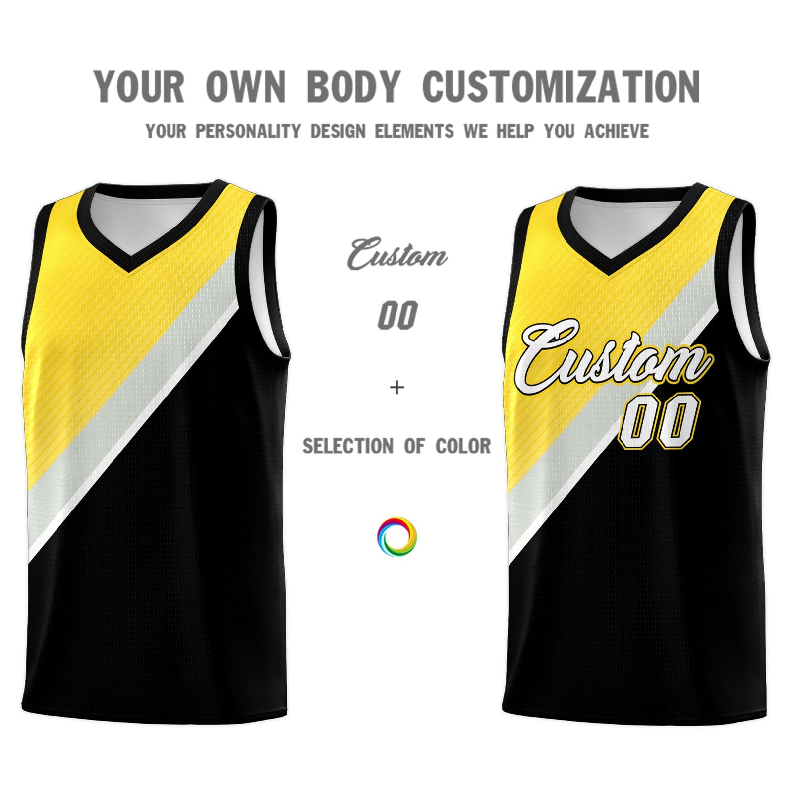 Custom Black Gold Gray Diagonal Stripes Color Block Sets Basketball Jersey | For Men,Perfect for Teams,Perfect for Coaches,Sublimation Printed,For Kid,For Youth | KXKSHOP