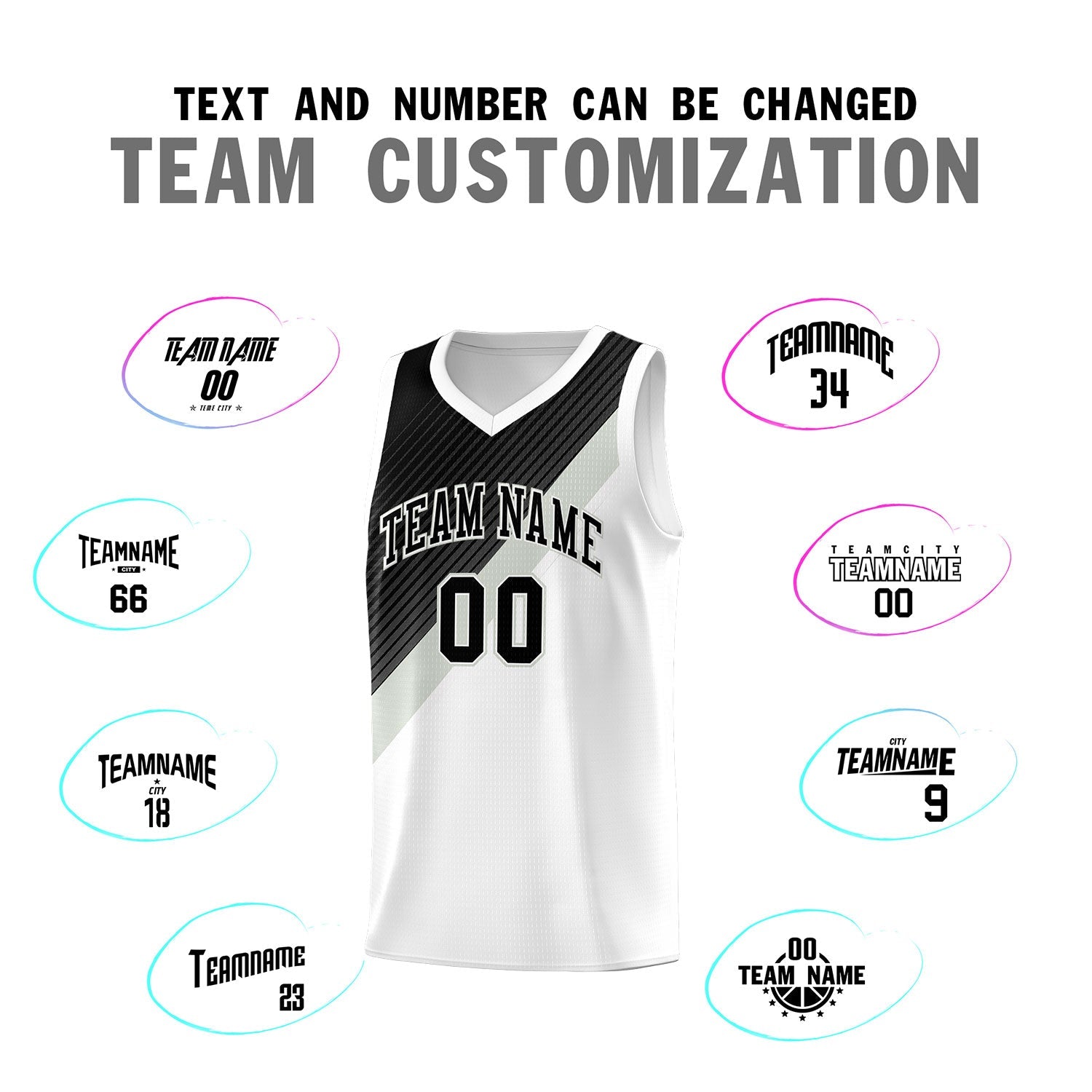 Custom White Black Gray Diagonal Stripes Color Block Sets Basketball Jersey | For Men,Perfect for Teams,Perfect for Coaches,Sublimation Printed,For Kid,For Youth | KXKSHOP