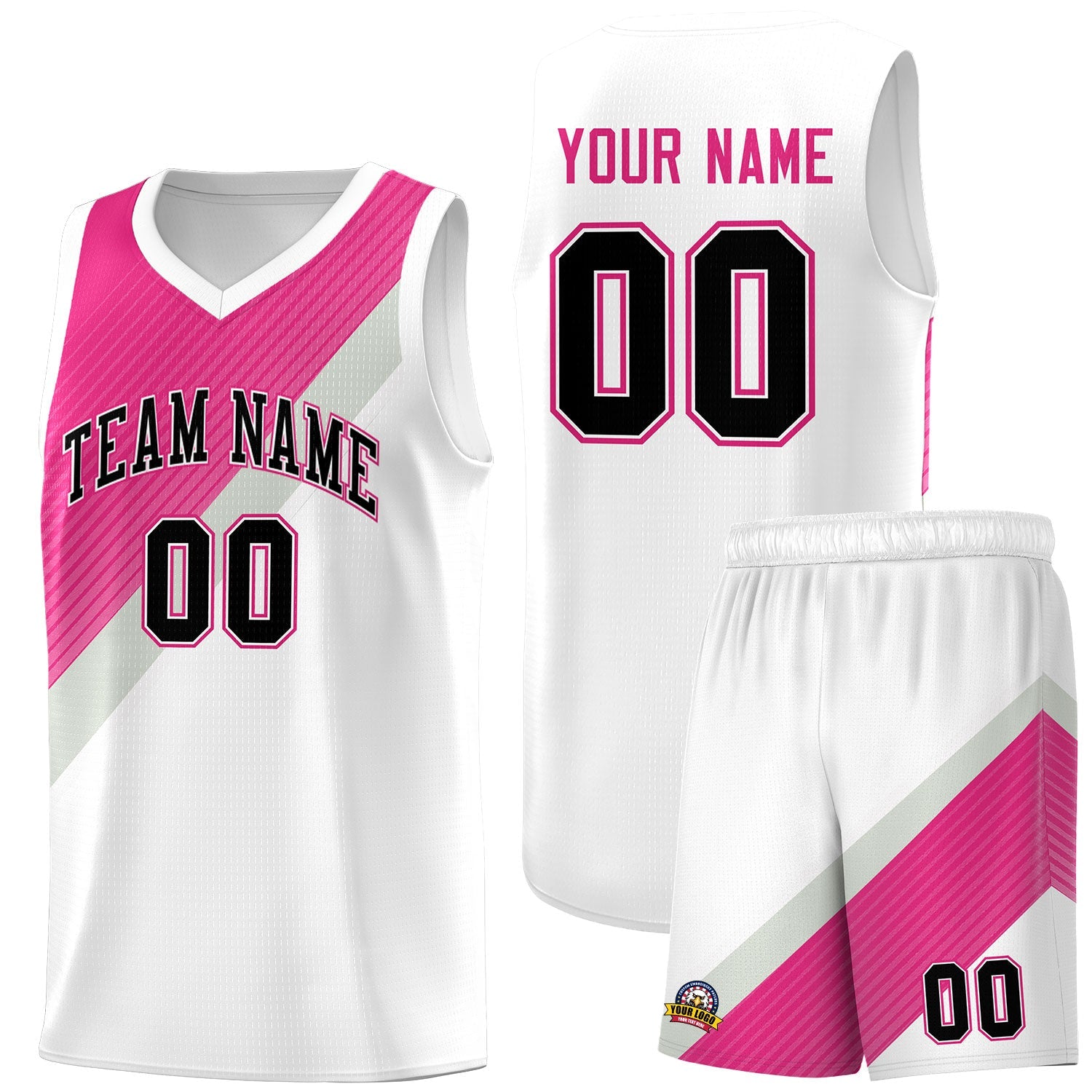 Custom White Sky Blue Gray Diagonal Stripes Color Block Sets Basketball Jersey | For Men,Perfect for Teams,Perfect for Coaches,Sublimation Printed,For Kid,For Youth | KXKSHOP