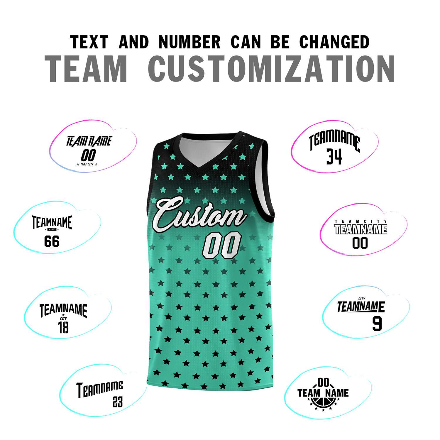 Custom Black Bright Green Gradient Start Pattern Basketball Jersey Sets