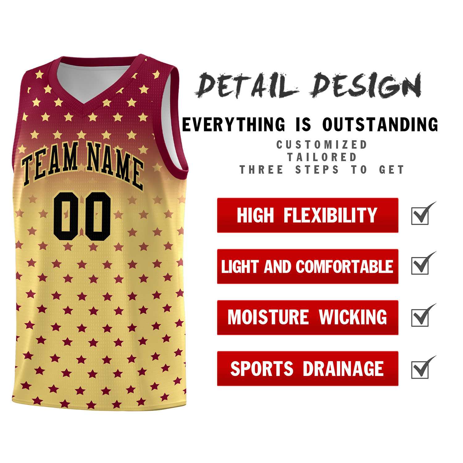 Custom Crimson Khaki Gradient Start Pattern Basketball Jersey Sets