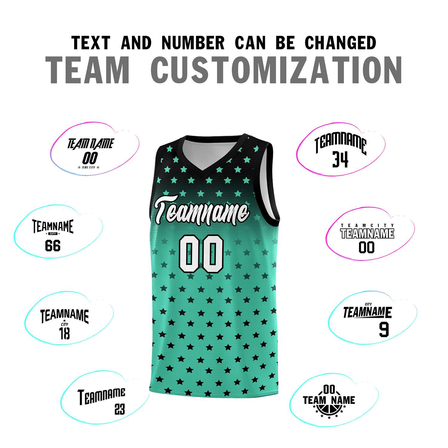 Custom Black Bright Green Gradient Start Pattern Basketball Jersey Sets