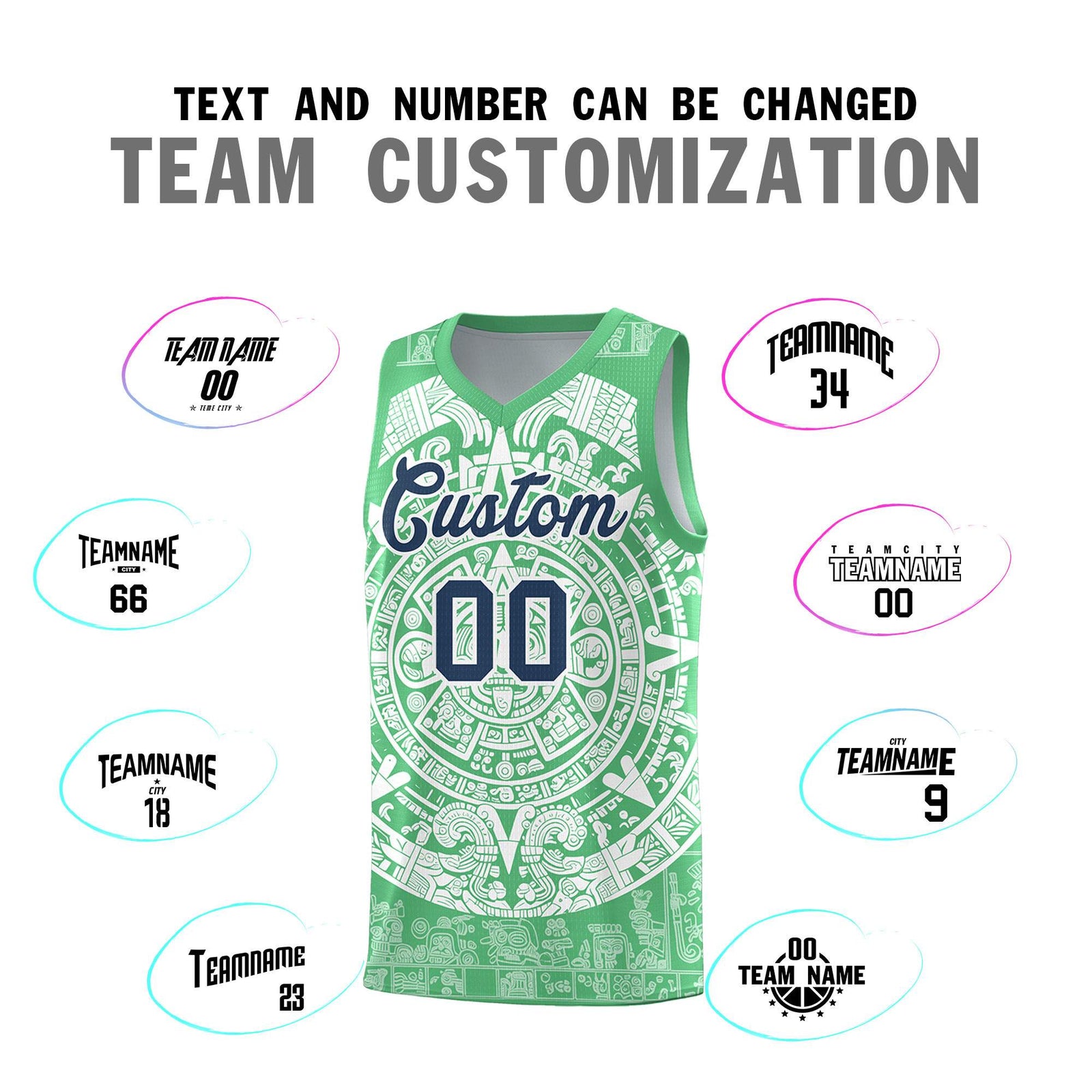 Custom Youth Basketball Jerseys White Aztec Sun Stone Design Team Uniform