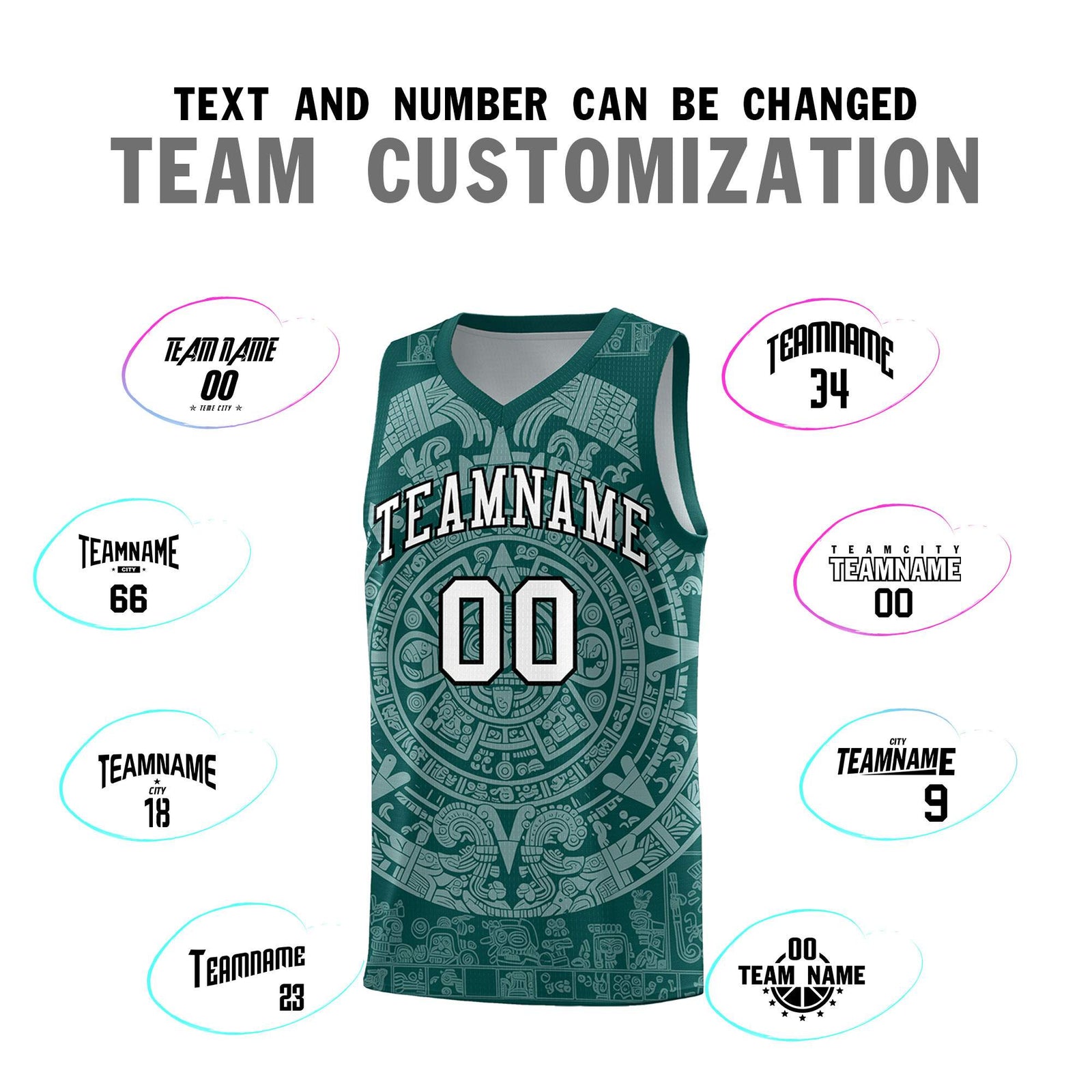 Custom Youth Basketball Jerseys White Aztec Sun Stone Design Team Uniform