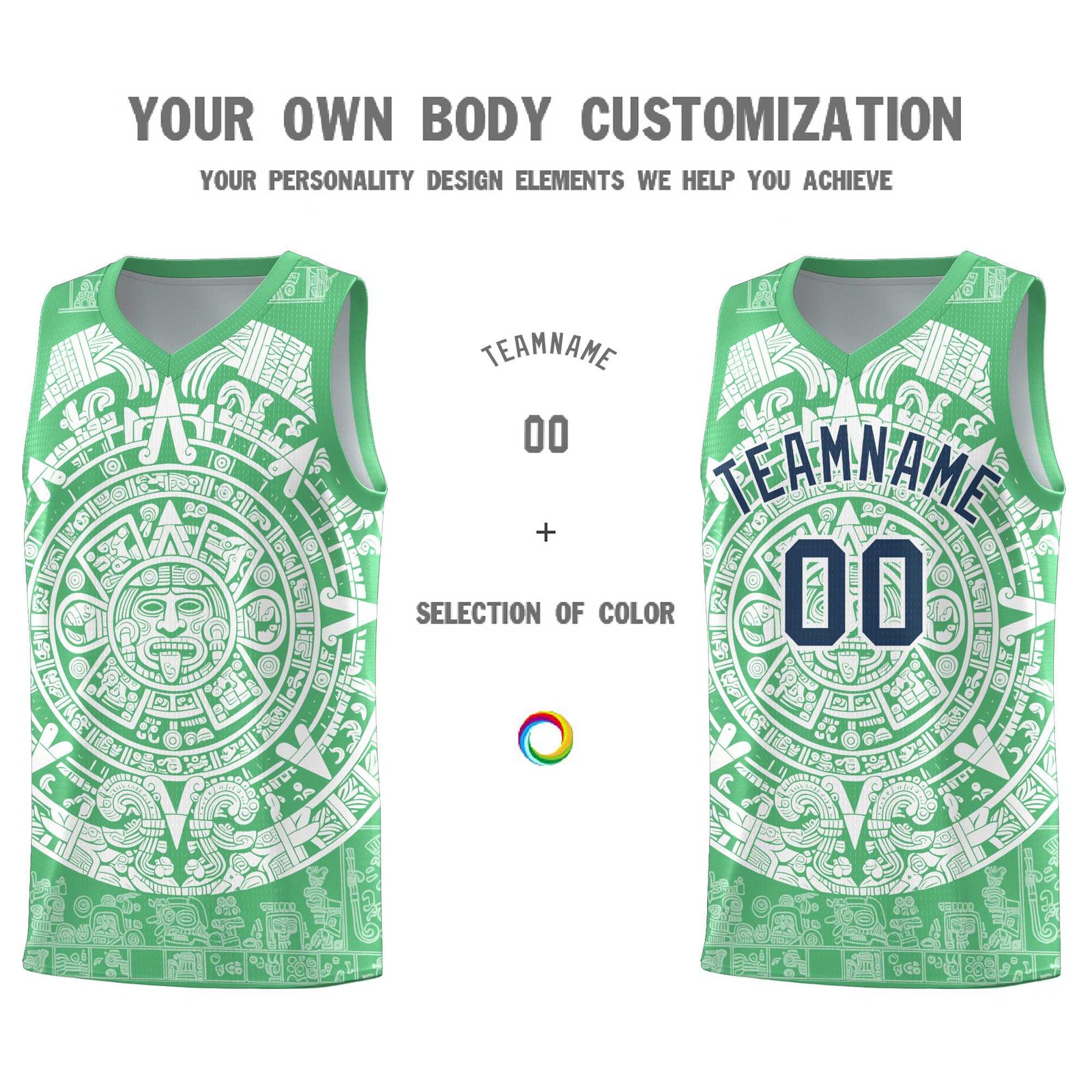 Custom Youth Basketball Jerseys White Aztec Sun Stone Design Team Uniform