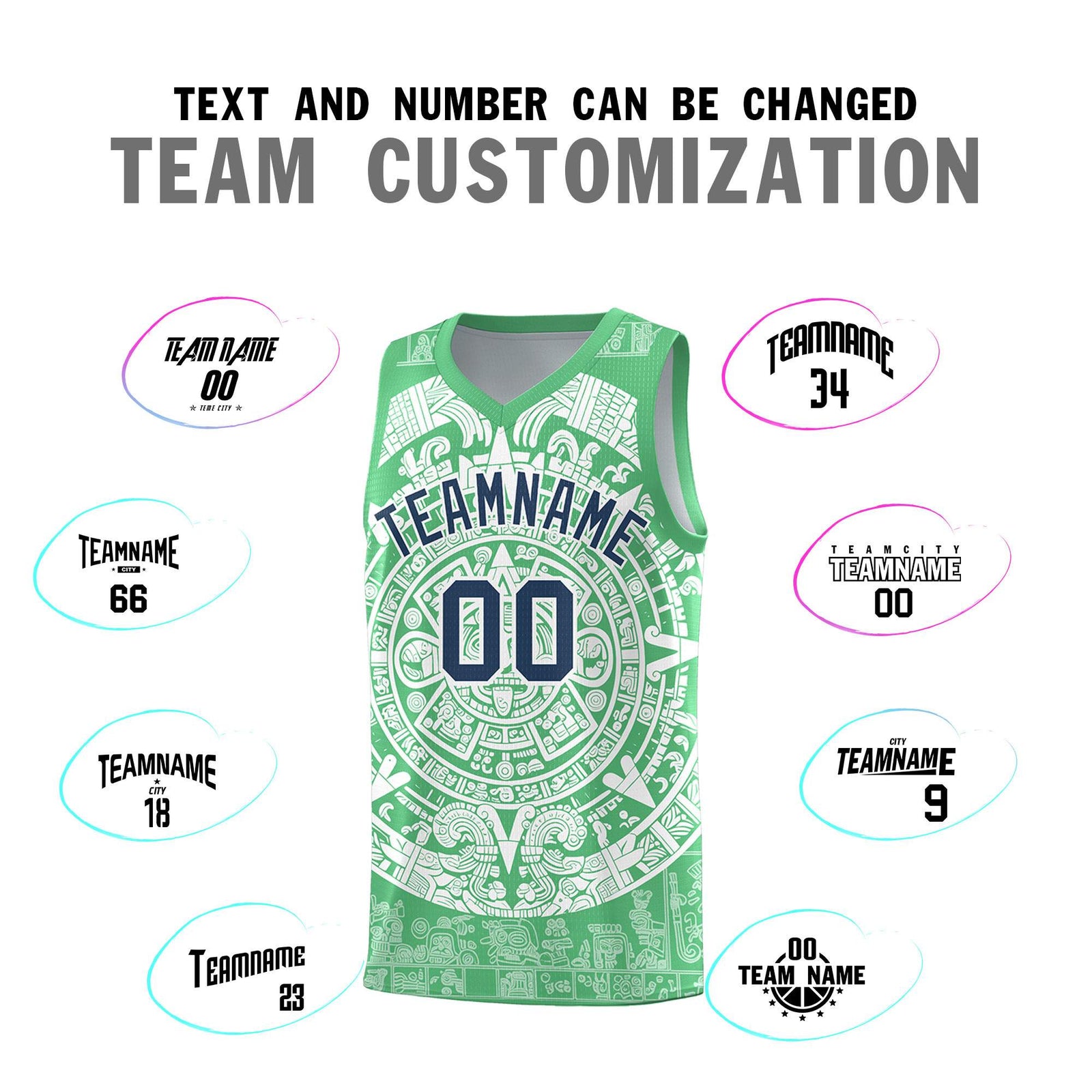 Custom Youth Basketball Jerseys White Aztec Sun Stone Design Team Uniform