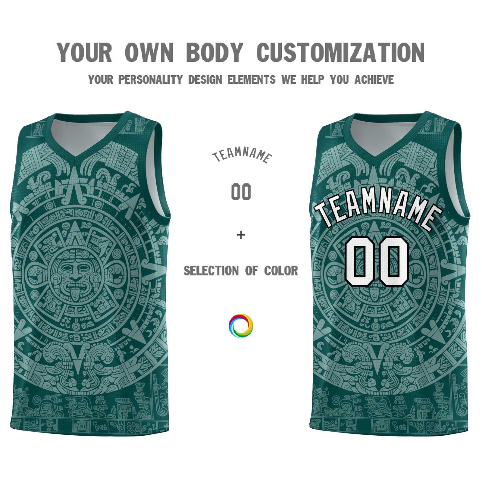 Custom Youth Basketball Jerseys White Aztec Sun Stone Design Team Uniform