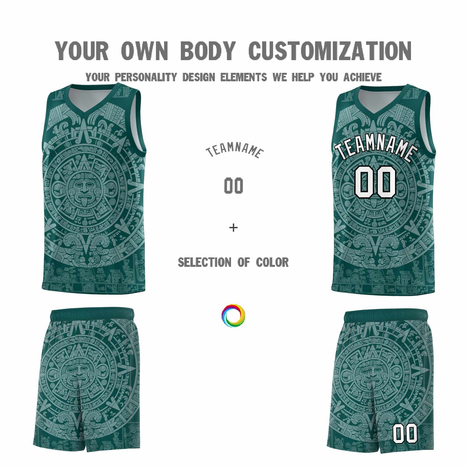 Custom Youth Basketball Jerseys White Aztec Sun Stone Design Team Uniform