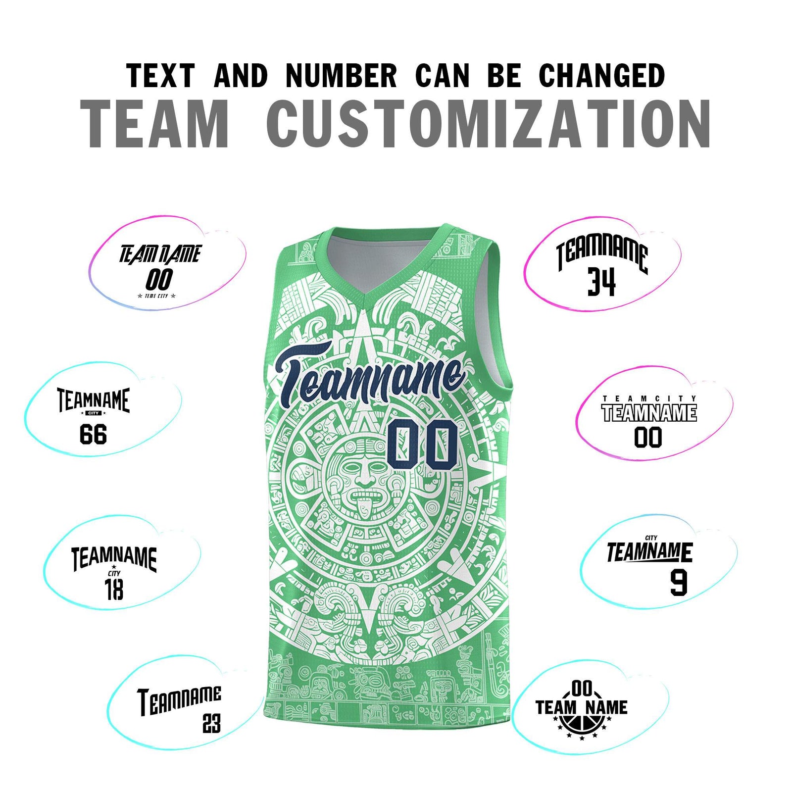 Custom Youth Basketball Jerseys White Aztec Sun Stone Design Team Uniform