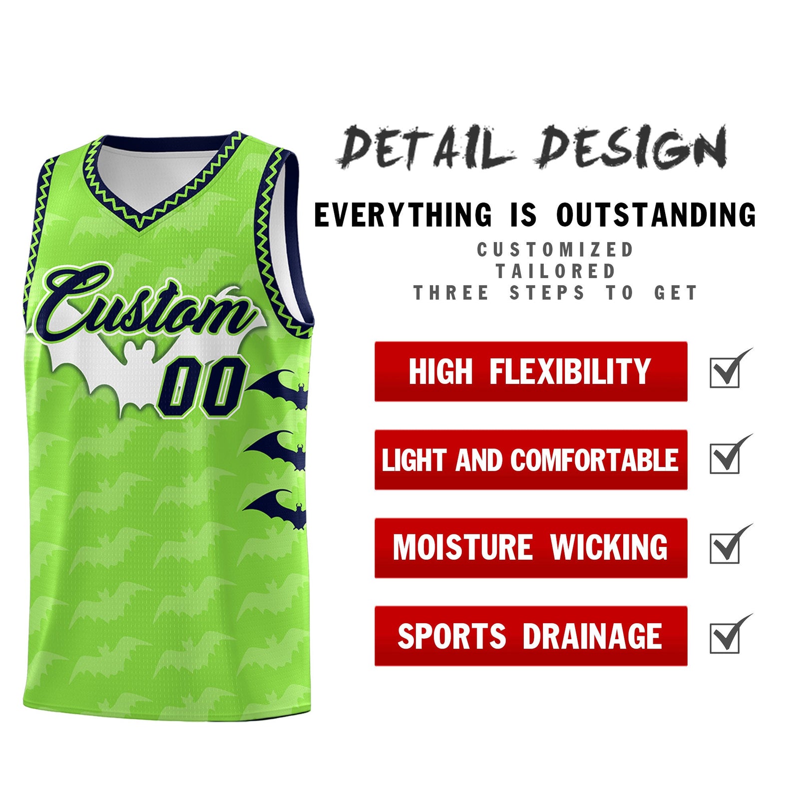 Custom Fluorescent Green Bat Pattern Halloween Basketball Jersey | For Men,For Kid,For Youth,Sublimation Printed,Perfect for Training,Perfect for Parties,Add Name and Numbern | KXKSHOP
