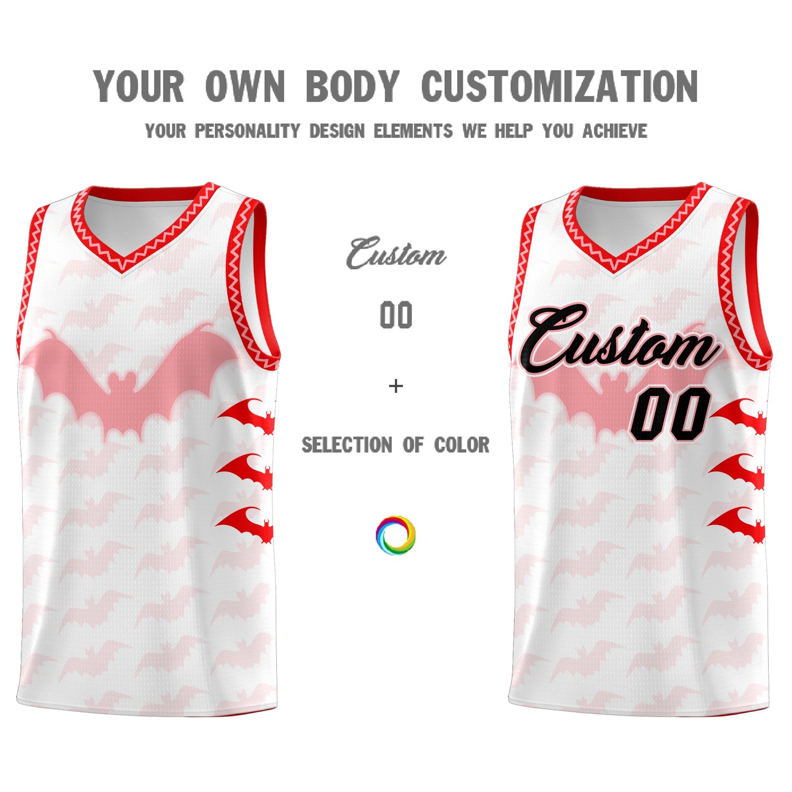 Custom White Light Pink Bat Pattern Halloween Basketball Jersey | For Men,For Kid,For Youth,Sublimation Printed,Perfect for Training,Perfect for Parties,Add Name and Numbern | KXKSHOP