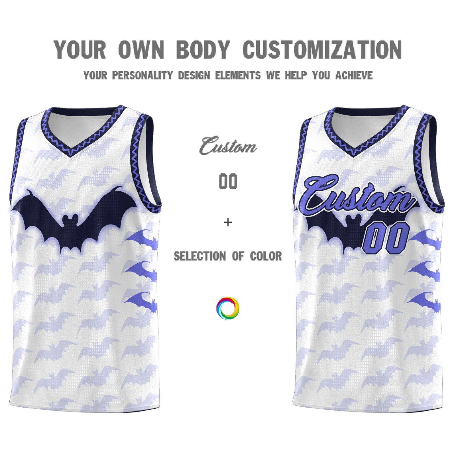 Custom White Purple Navy Bat Pattern Halloween Basketball Jersey | For Men,For Kid,For Youth,Sublimation Printed,Perfect for Training,Perfect for Parties,Add Name and Numbern | KXKSHOP