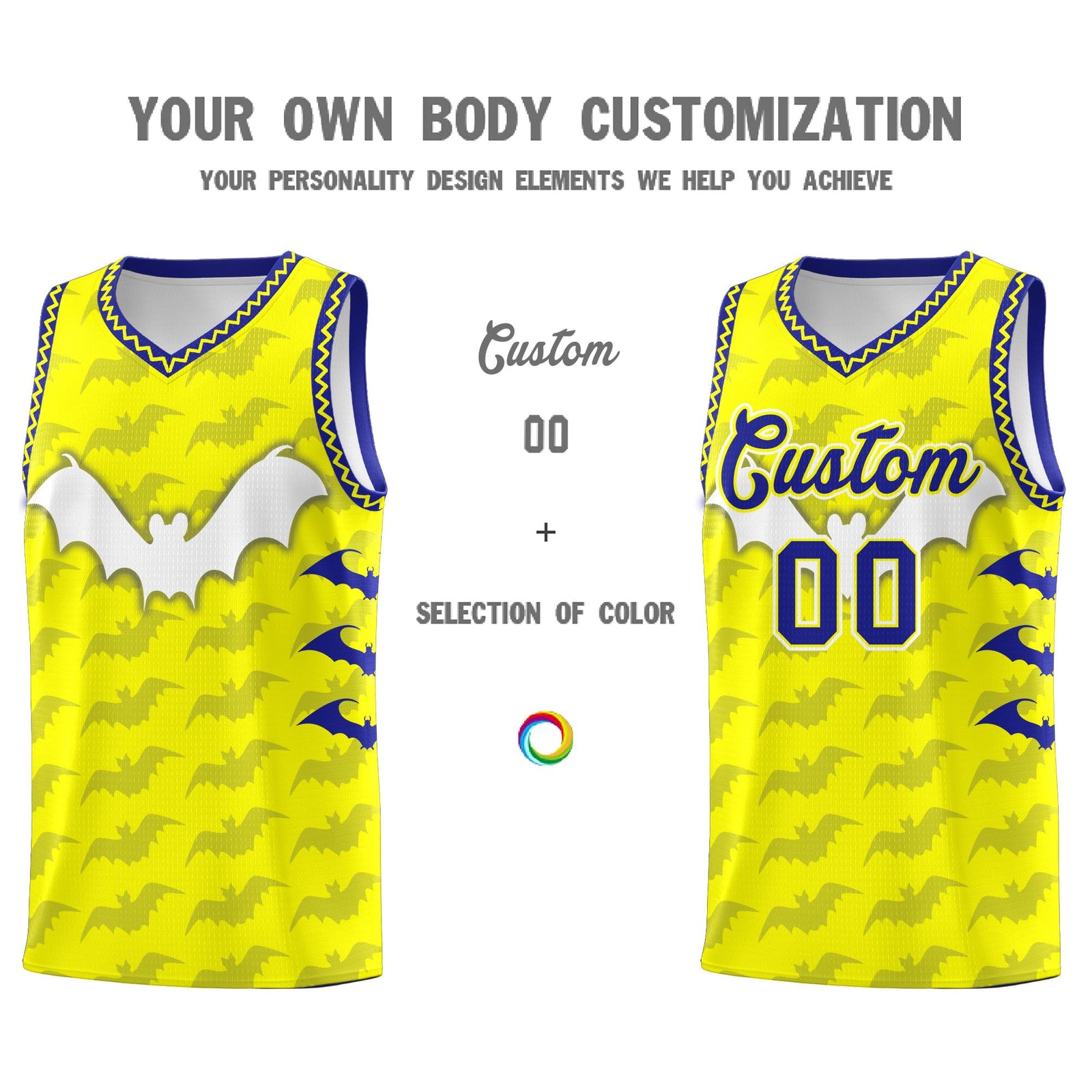 Custom Fluorescent Yellow Bat Pattern Halloween Basketball Jersey | For Men,For Kid,For Youth,Sublimation Printed,Perfect for Training,Perfect for Parties,Add Name and Numbern | KXKSHOP