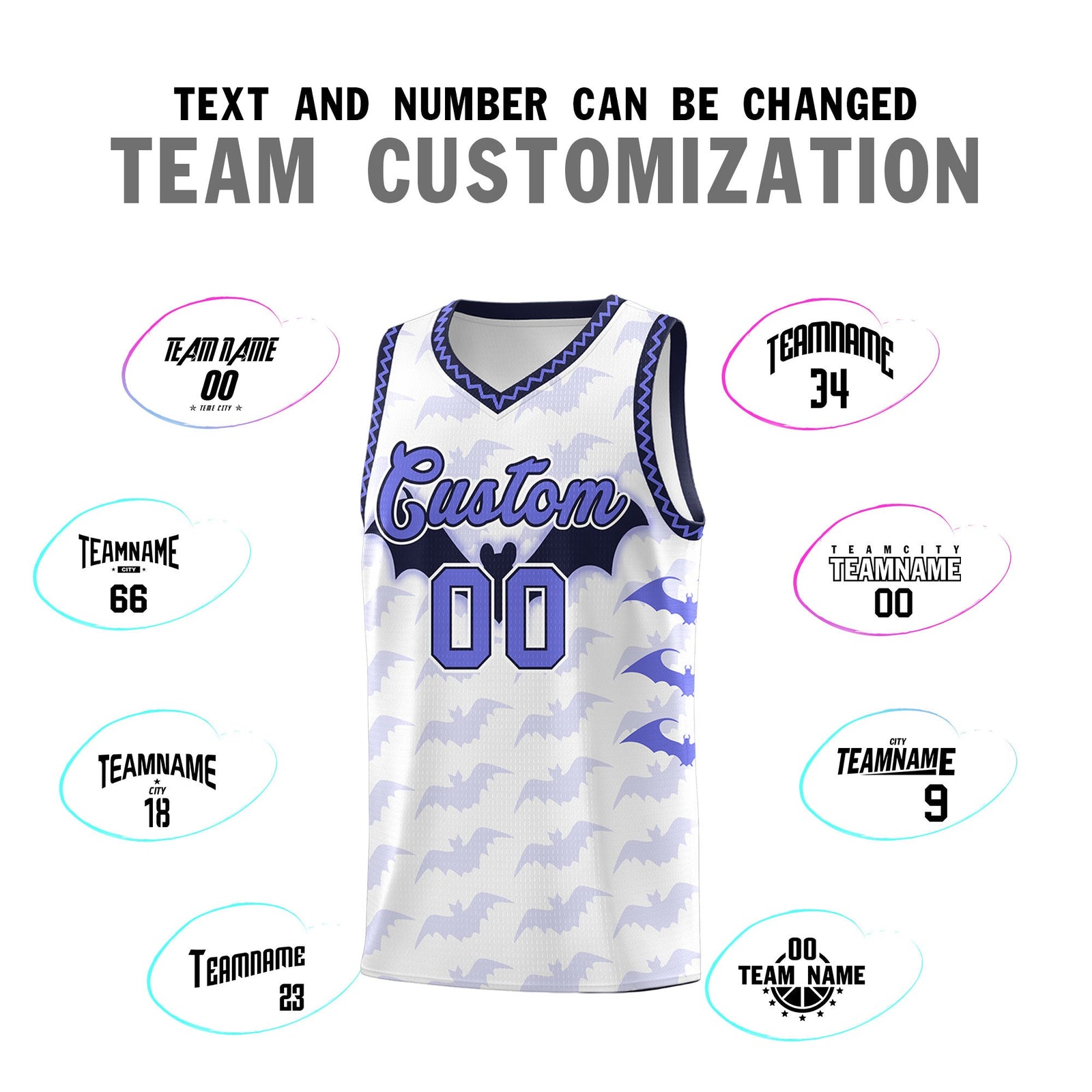 Custom White Purple Navy Bat Pattern Halloween Basketball Jersey | For Men,For Kid,For Youth,Sublimation Printed,Perfect for Training,Perfect for Parties,Add Name and Numbern | KXKSHOP