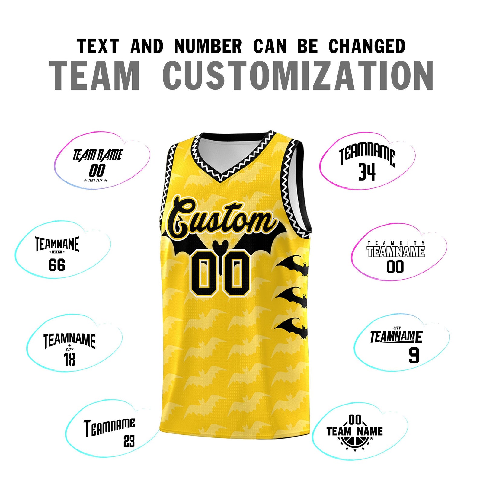 Custom Gold White Black Bat Pattern Halloween Basketball Jersey | For Men,For Kid,For Youth,Sublimation Printed,Perfect for Training,Perfect for Parties,Add Name and Numbern | KXKSHOP