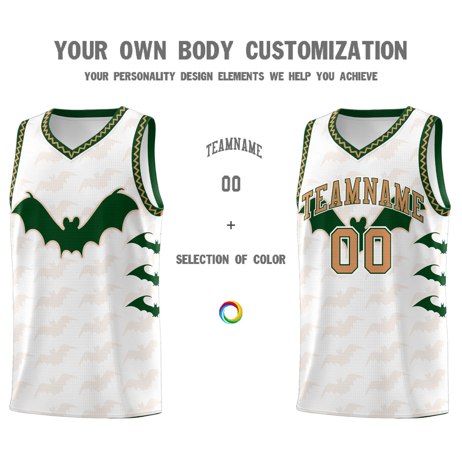 Custom White Buckskin Brown Bat Pattern Halloween Basketball Jersey | For Men,For Kid,For Youth,Sublimation Printed,Perfect for Training,Perfect for Parties,Add Name and Numbern | KXKSHOP