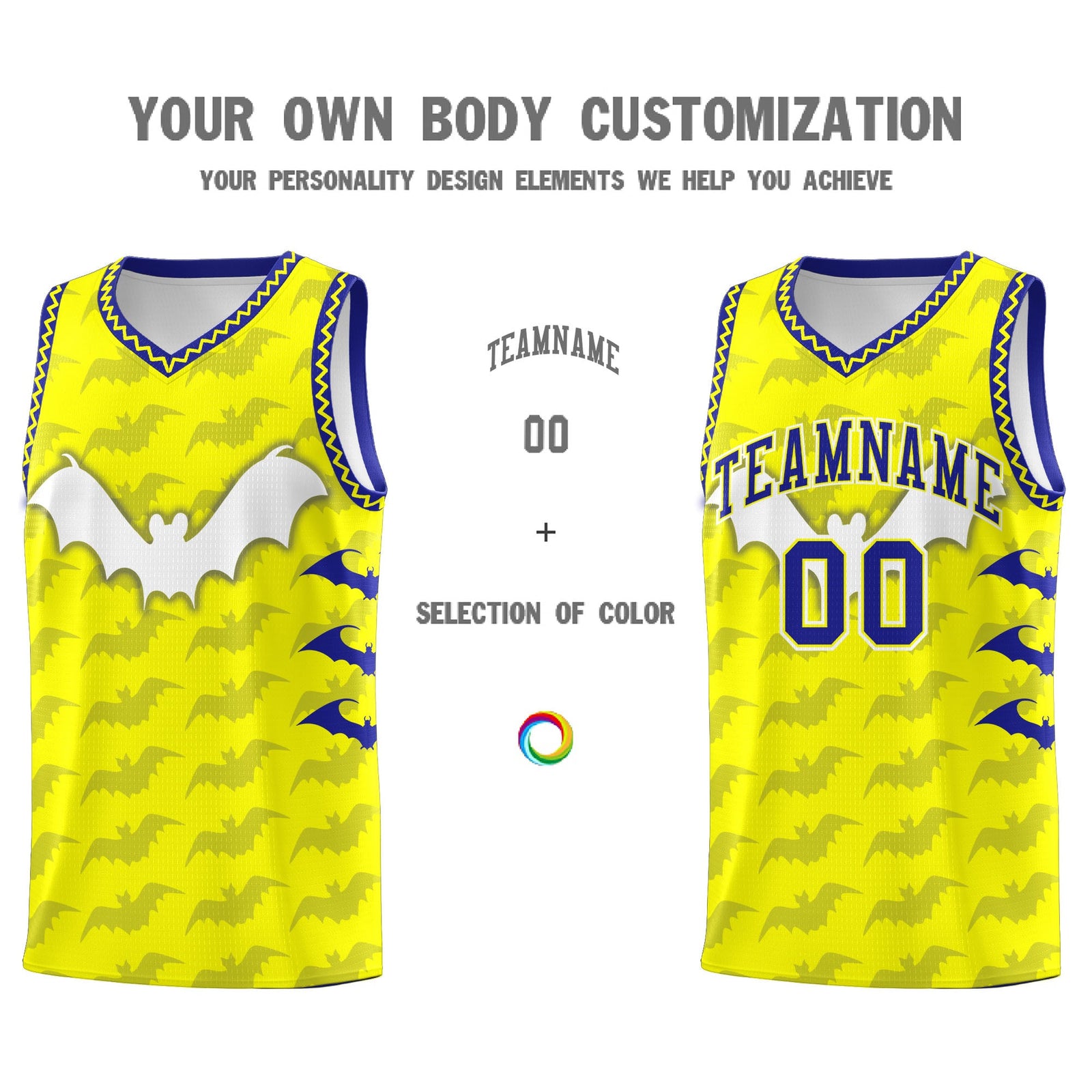 Custom Fluorescent Yellow Bat Pattern Halloween Basketball Jersey | For Men,For Kid,For Youth,Sublimation Printed,Perfect for Training,Perfect for Parties,Add Name and Numbern | KXKSHOP