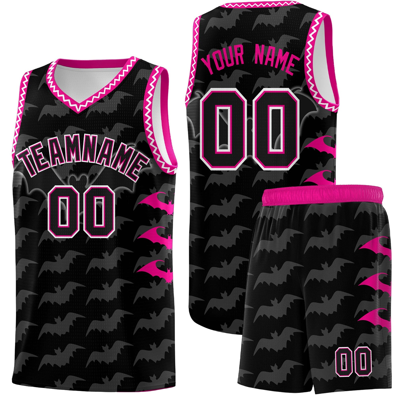 Custom Black White Bat Pattern Halloween Basketball Jersey | For Men,For Kid,For Youth,Sublimation Printed,Perfect for Training,Perfect for Parties,Add Name and Numbern | KXKSHOP