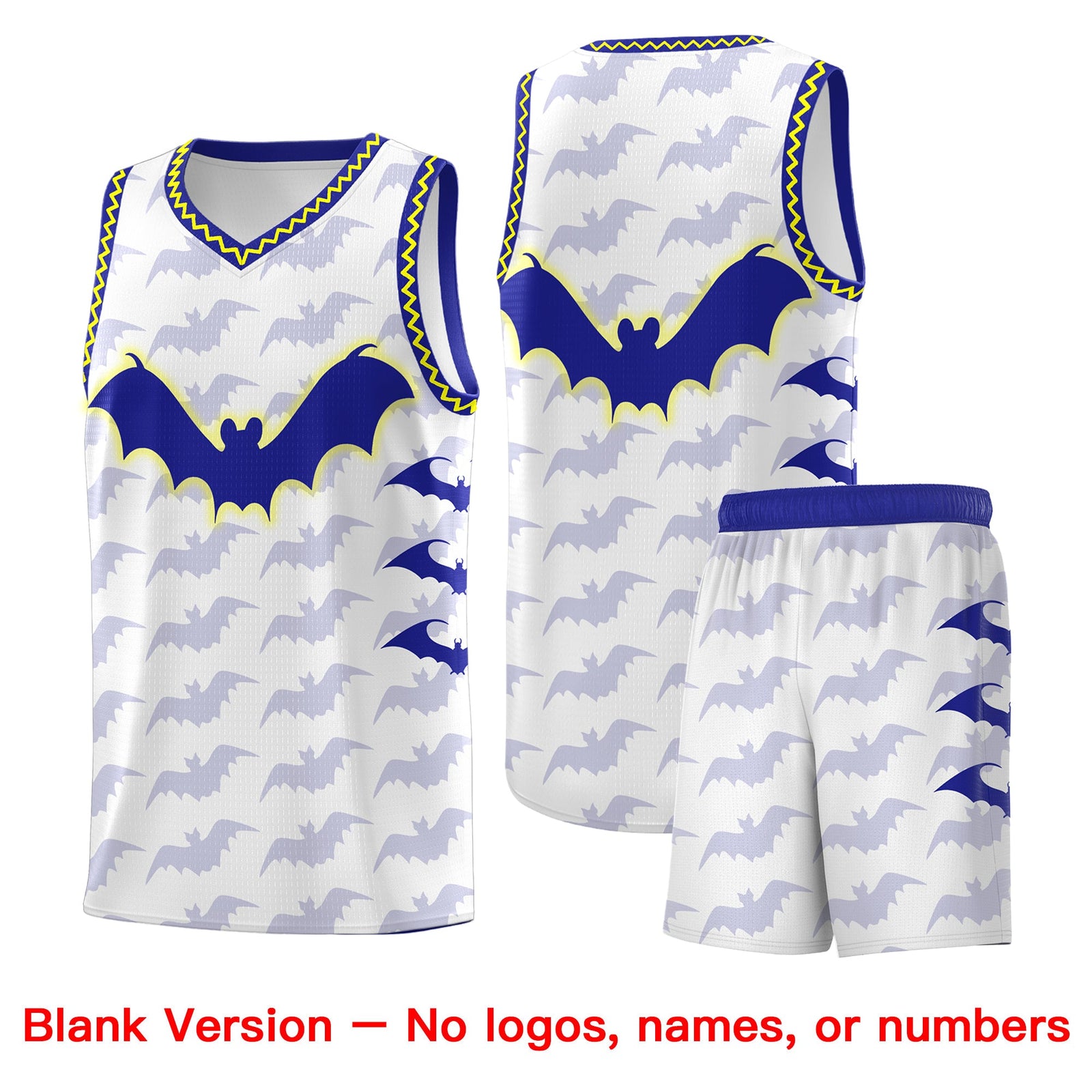 Custom White Fluorescent Yellow Bat Pattern Halloween Basketball Jersey | For Men,For Kid,For Youth,Sublimation Printed,Perfect for Training,Perfect for Parties,Add Name and Numbern | KXKSHOP