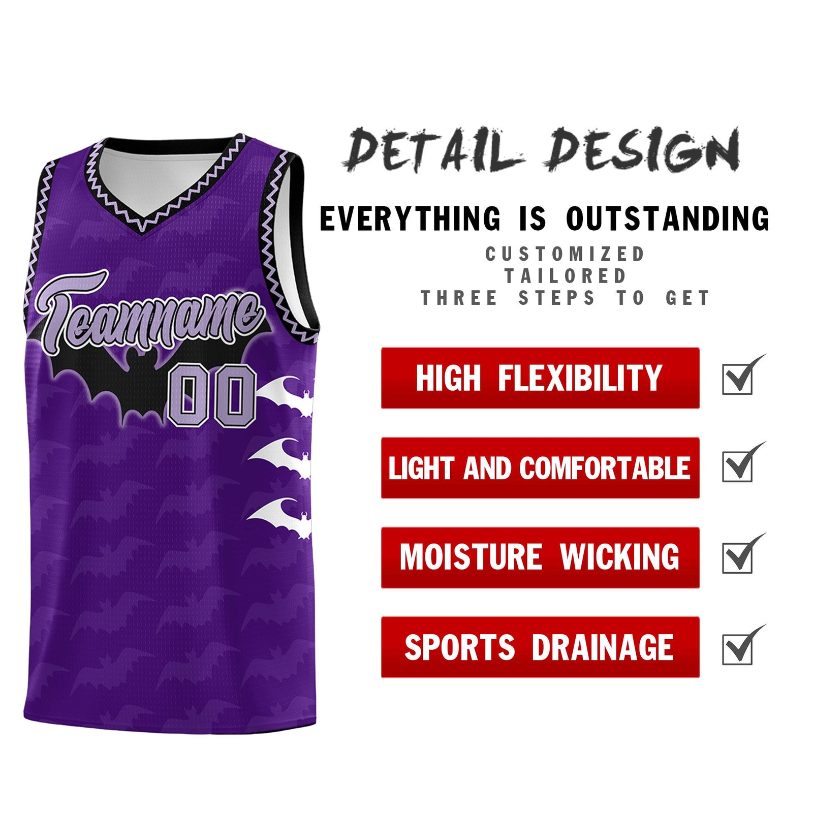 Custom Purple Light Purple Bat Pattern Halloween Basketball Jersey | For Men,For Kid,For Youth,Sublimation Printed,Perfect for Training,Perfect for Parties,Add Name and Numbern | KXKSHOP