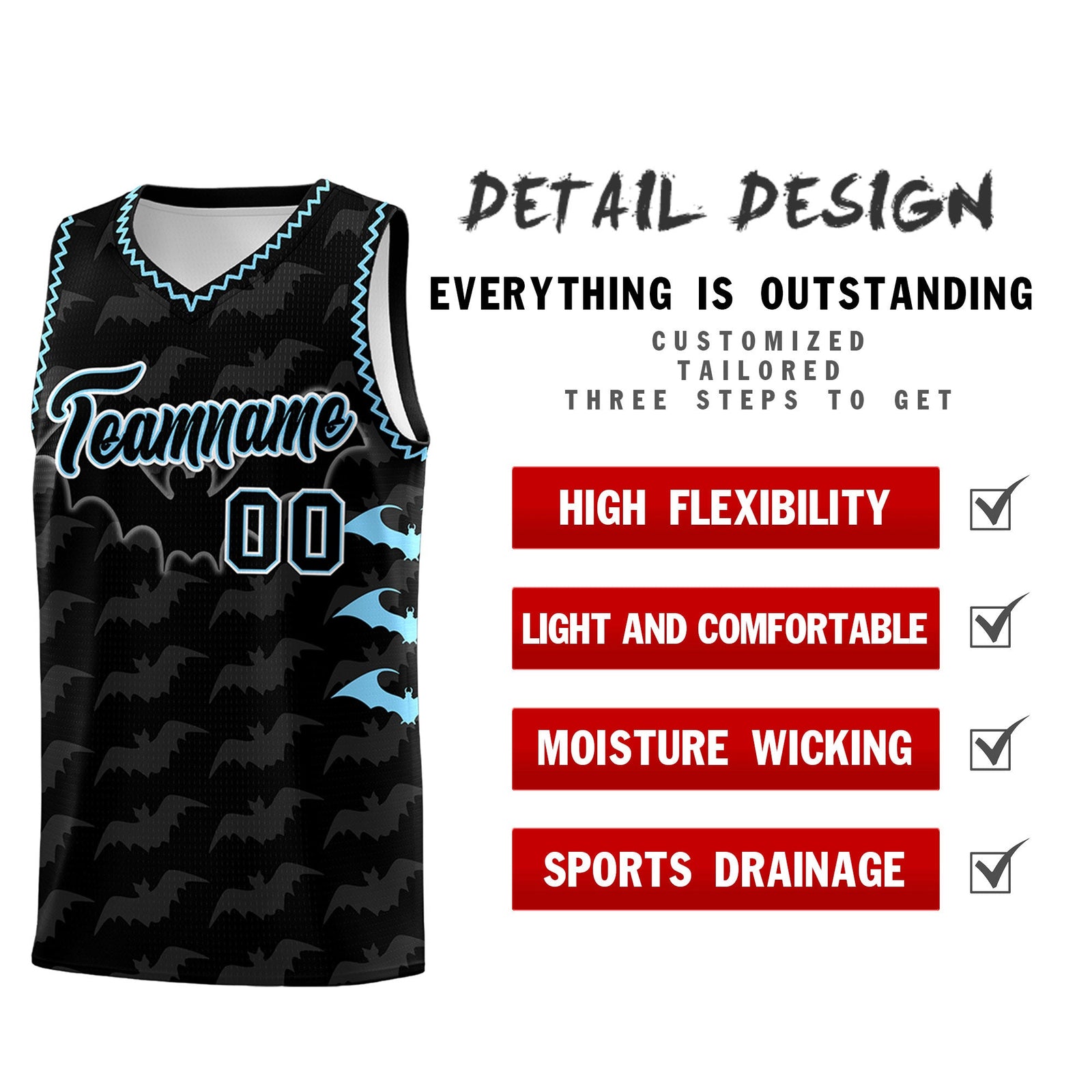 Custom Black Light Blue Bat Pattern Halloween Basketball Jersey | For Men,For Kid,For Youth,Sublimation Printed,Perfect for Training,Perfect for Parties,Add Name and Numbern | KXKSHOP