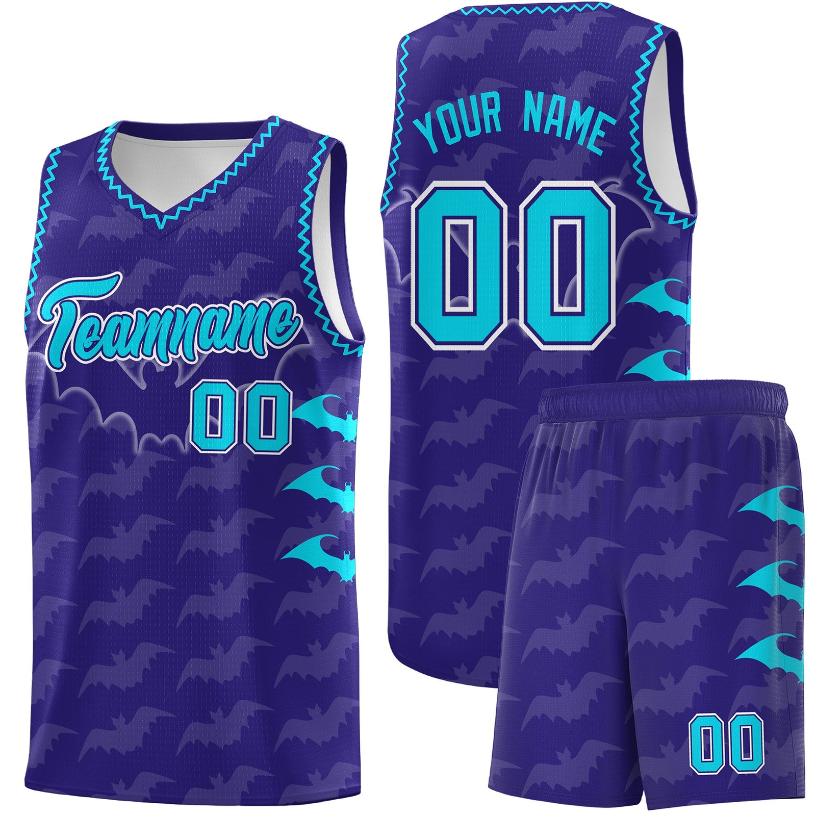 Custom Royal Sky Blue Bat Pattern Halloween Basketball Jersey | For Men,For Kid,For Youth,Sublimation Printed,Perfect for Training,Perfect for Parties,Add Name and Numbern | KXKSHOP