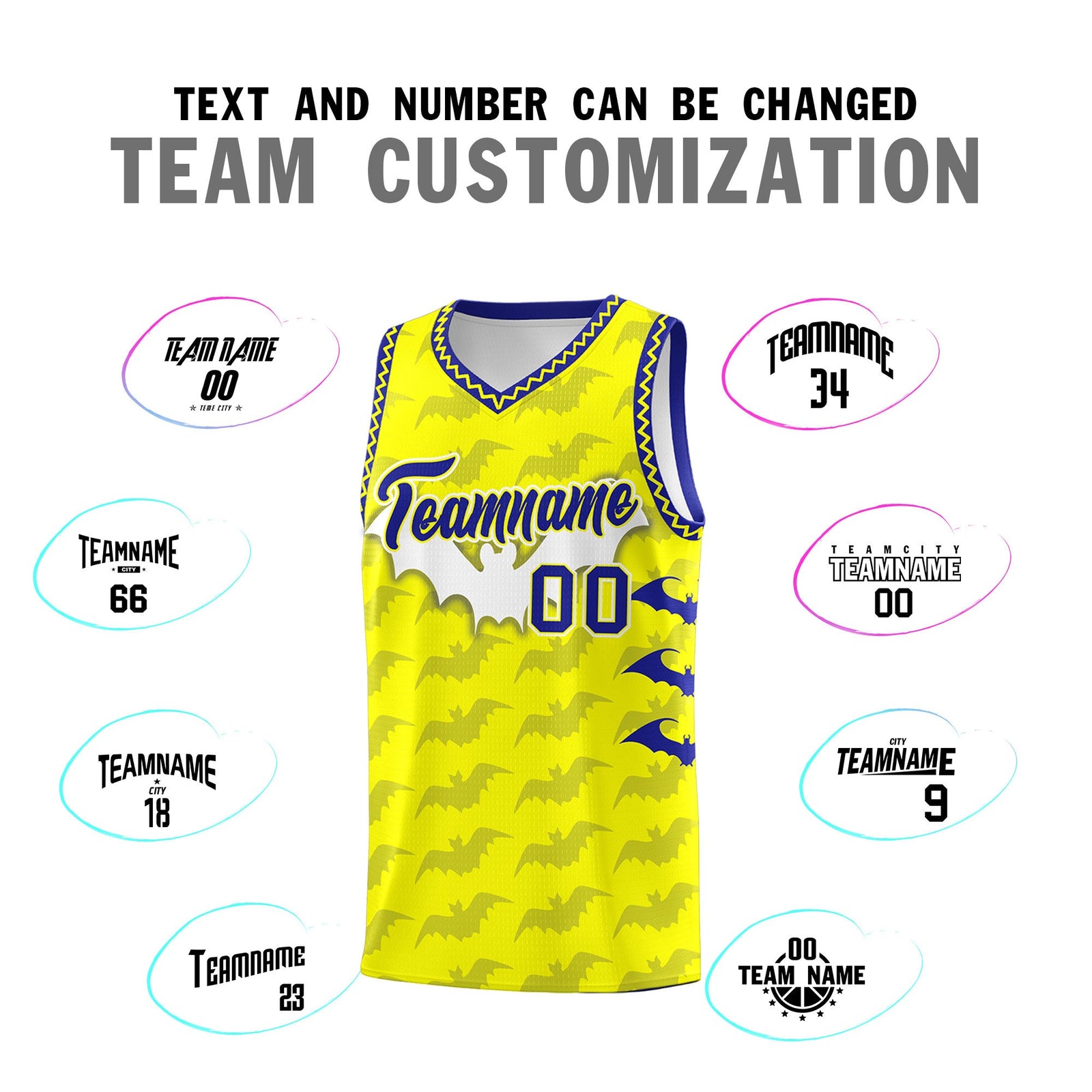 Custom Fluorescent Yellow Bat Pattern Halloween Basketball Jersey | For Men,For Kid,For Youth,Sublimation Printed,Perfect for Training,Perfect for Parties,Add Name and Numbern | KXKSHOP