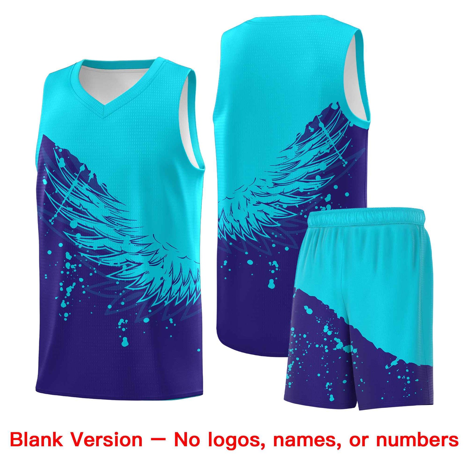 Custom Royal Sky Blue Wing Pattern Sports Uniform Basketball Jersey| KXKSHOP