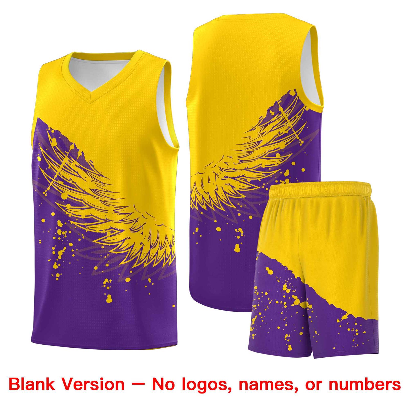 Custom Purple Gold Wing Pattern Sports Uniform Basketball Jersey| KXKSHOP