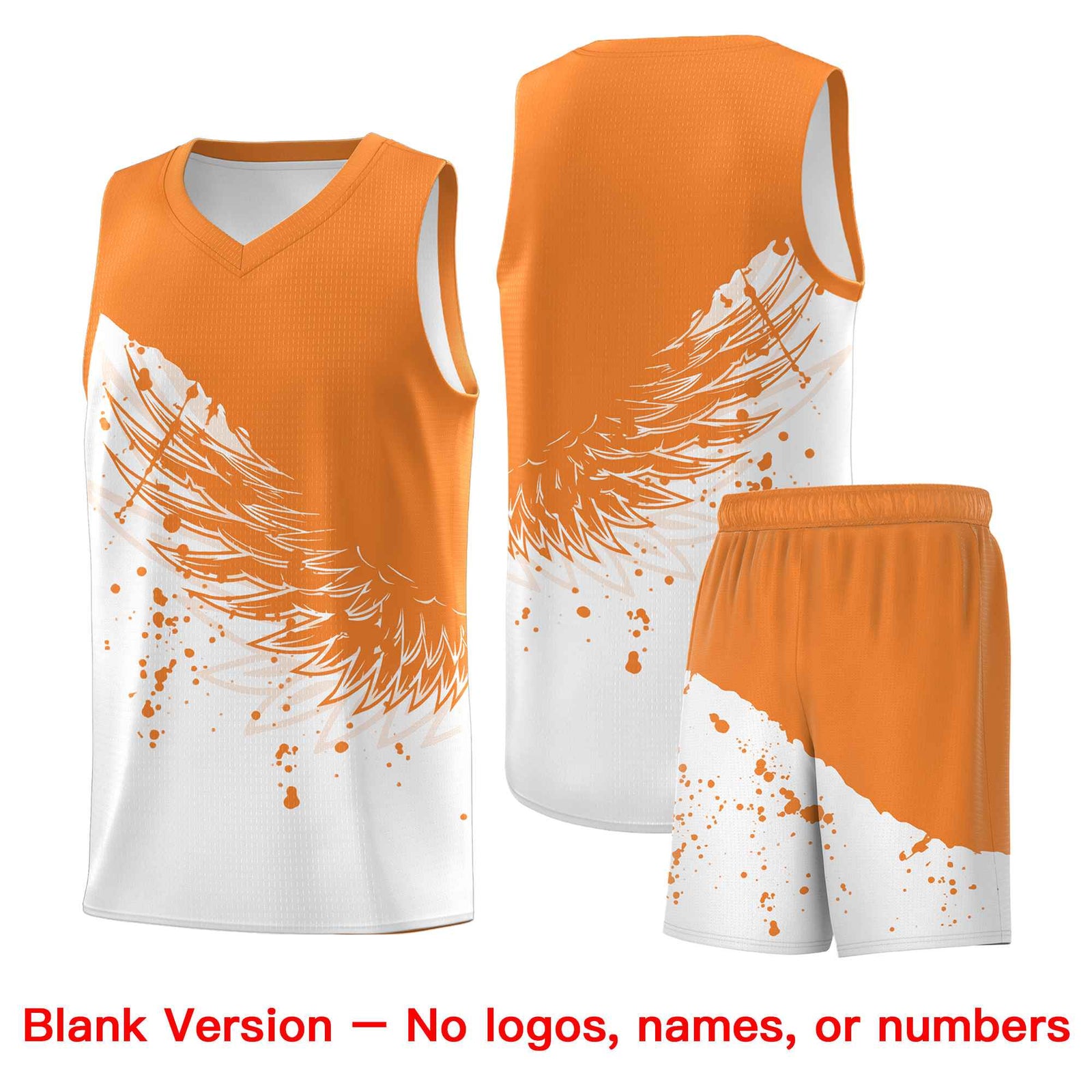 Custom White Gold Orange Wing Pattern Sports Uniform Basketball Jersey| KXKSHOP