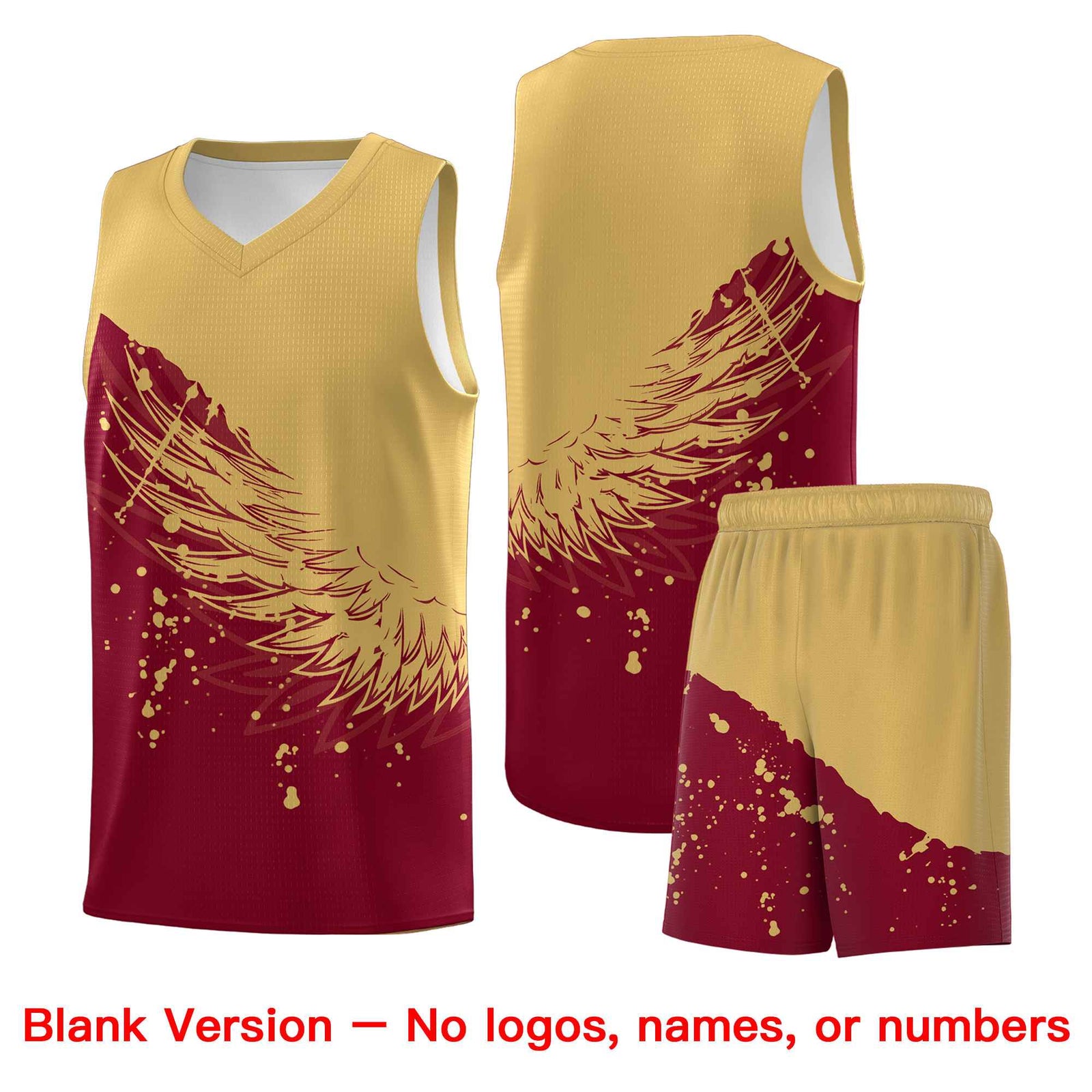 Custom Crimson Old Gold Wing Pattern Sports Uniform Basketball Jersey| KXKSHOP