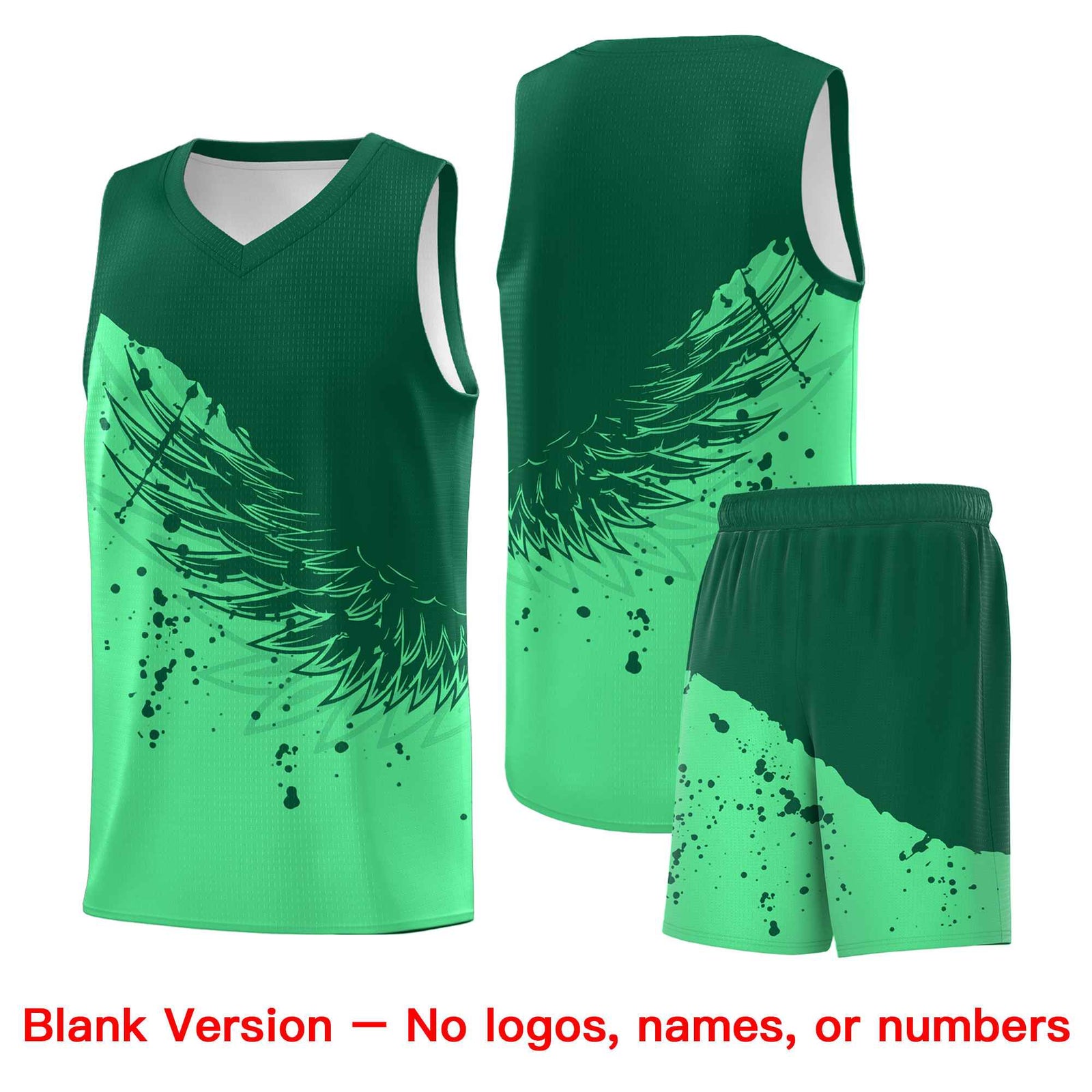 Custom Green Kelly Green Wing Pattern Sports Uniform Basketball Jersey| KXKSHOP