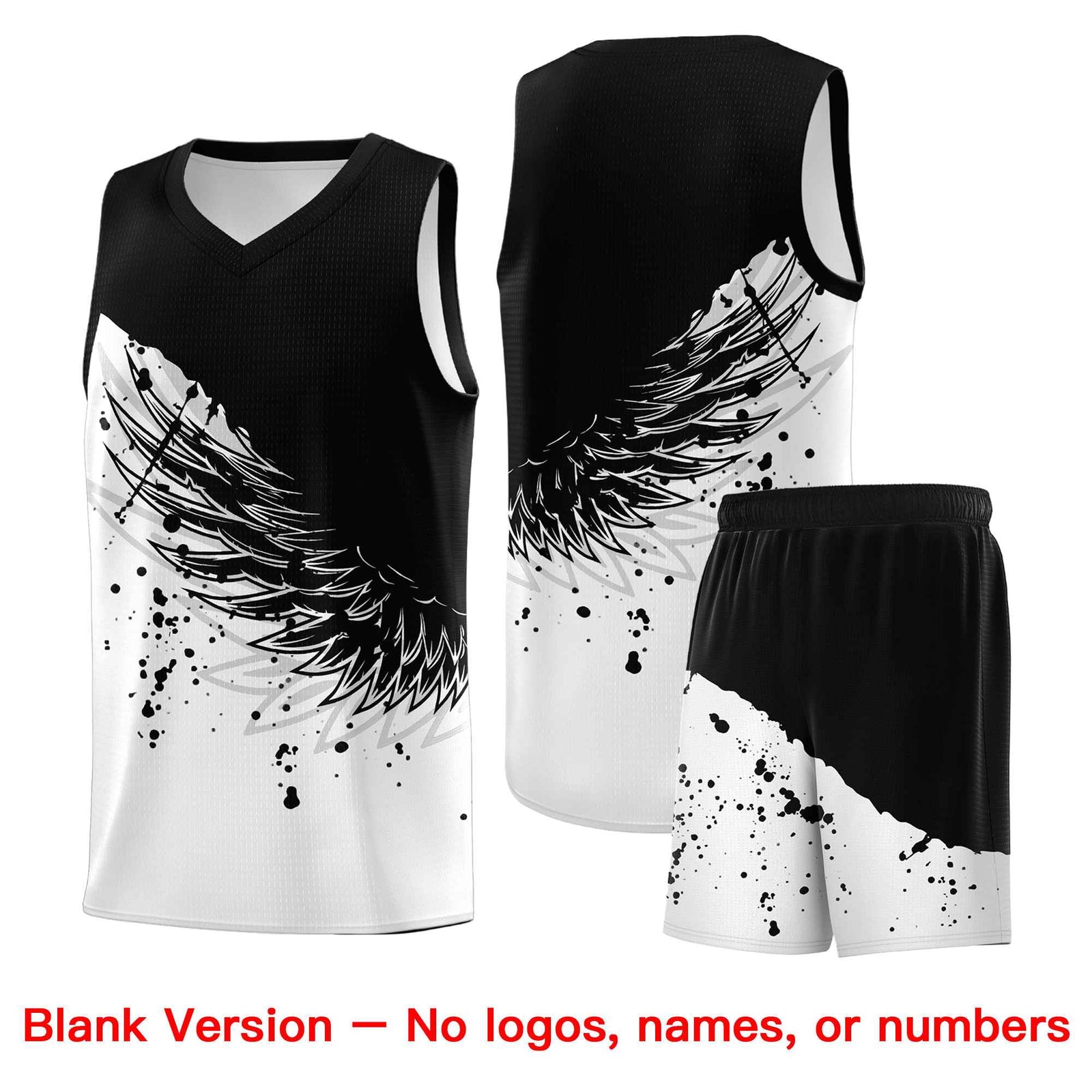 Custom White Black Wing Pattern Sports Uniform Basketball Jersey| KXKSHOP