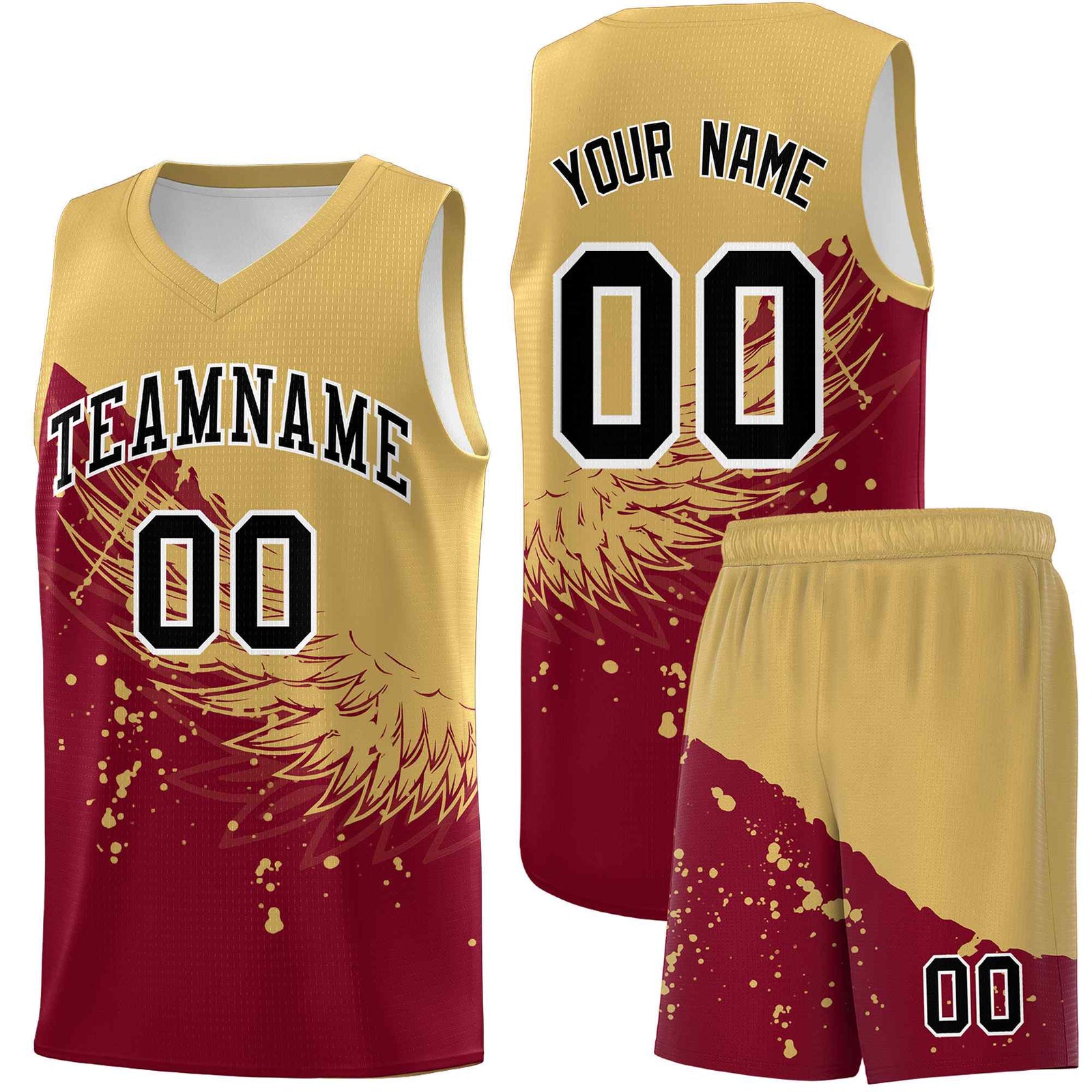 Custom Crimson Old Gold Wing Pattern Sports Uniform Basketball Jersey