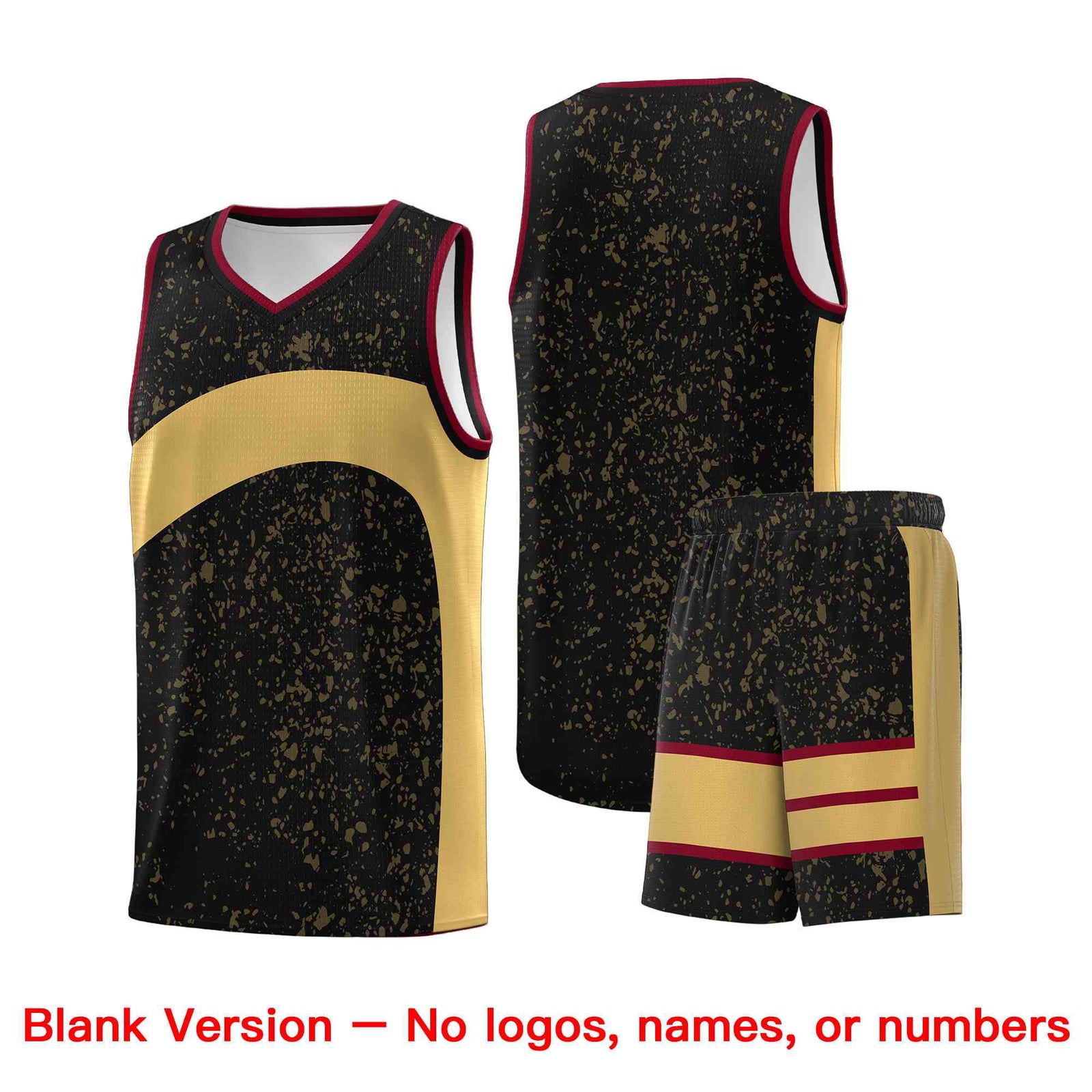 Custom Black Old Gold Dot Graffiti Pattern Irregular Team Names Sports Uniform Basketball Jersey| KXKSHOP