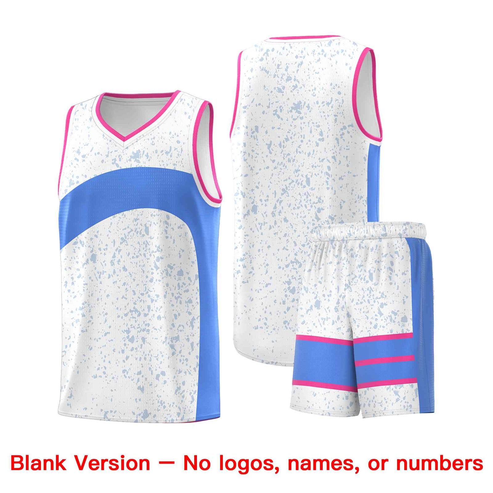 Custom White Powder Blue Dot Graffiti Pattern Irregular Team Names Sports Uniform Basketball Jersey| KXKSHOP