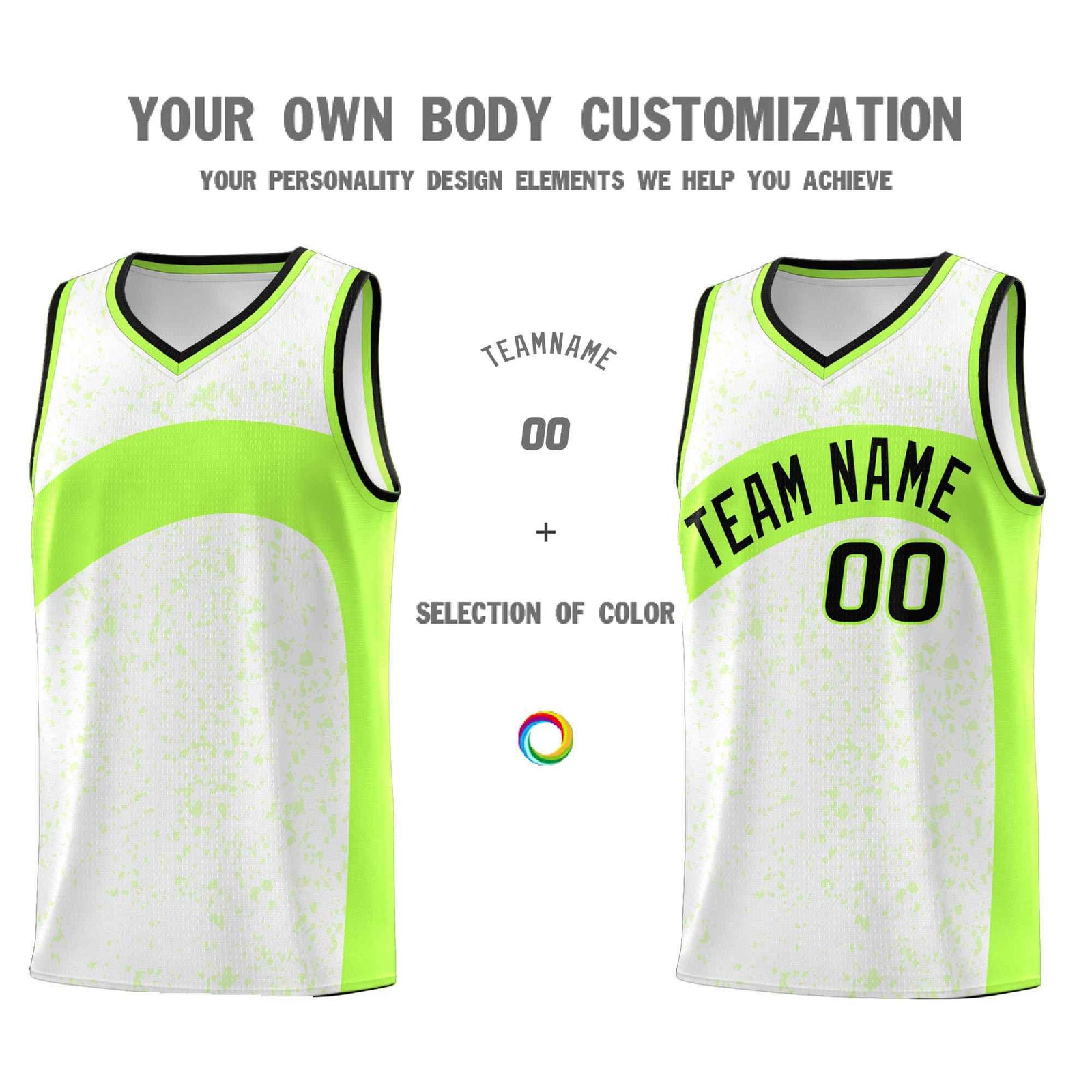 Custom White Fluorescent Green Dot Graffiti Pattern Irregular Team Names Sports Uniform Basketball Jersey