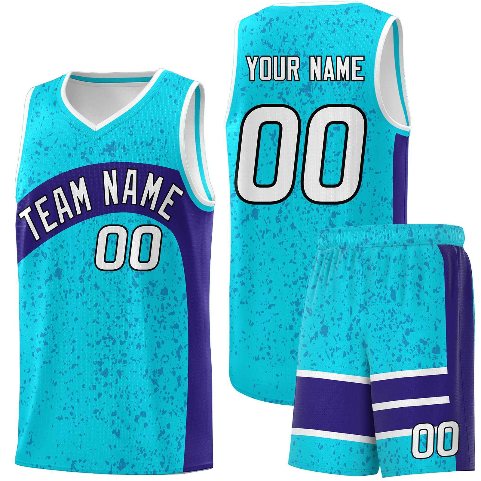 Custom Sky Blue Royal Dot Graffiti Pattern Irregular Team Names Sports Uniform Basketball Jersey| KXKSHOP